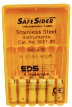 SafeSiders Endodontic Hand Reamers, 21 mm, 0.02 Taper, Size #20, Yellow, Stainless Steel, 6/Pkg, 5021-20 thumbnail 7