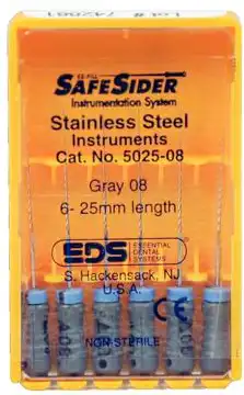 SafeSiders Endodontic Reamers, Stainless Steel, 25 mm, 0.02 Taper, Size #08, Grey, 6/Pkg, 5025-08 thumbnail 7