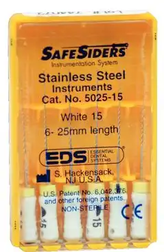 SafeSiders Endodontic Reamers, #15, 25mm, .02 Taper, Stainless Steel, White, 6/Pkg, 5025-15 thumbnail 7