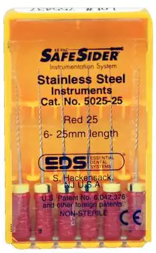 SafeSiders Endodontic Hand Reamers, 25 mm, 0.02 Taper, Size #25, Red, Stainless Steel, 6/Pkg, 5025-25 thumbnail 7