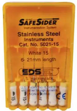 SafeSiders Endodontic Hand Reamers, 21 mm, 0.02 Taper, Size #15, White, Stainless Steel, 6/Pkg, 5021-15 thumbnail 7
