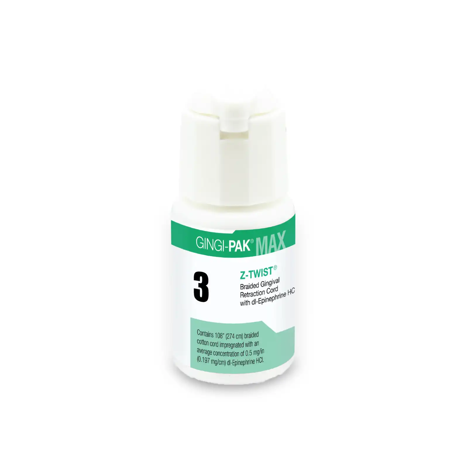 Gingi-Pak Max Z-Twist Weave Retraction Cord with DL-Epinephrine HCl, #3 Thick, 108" Bottle, 10173M thumbnail 4