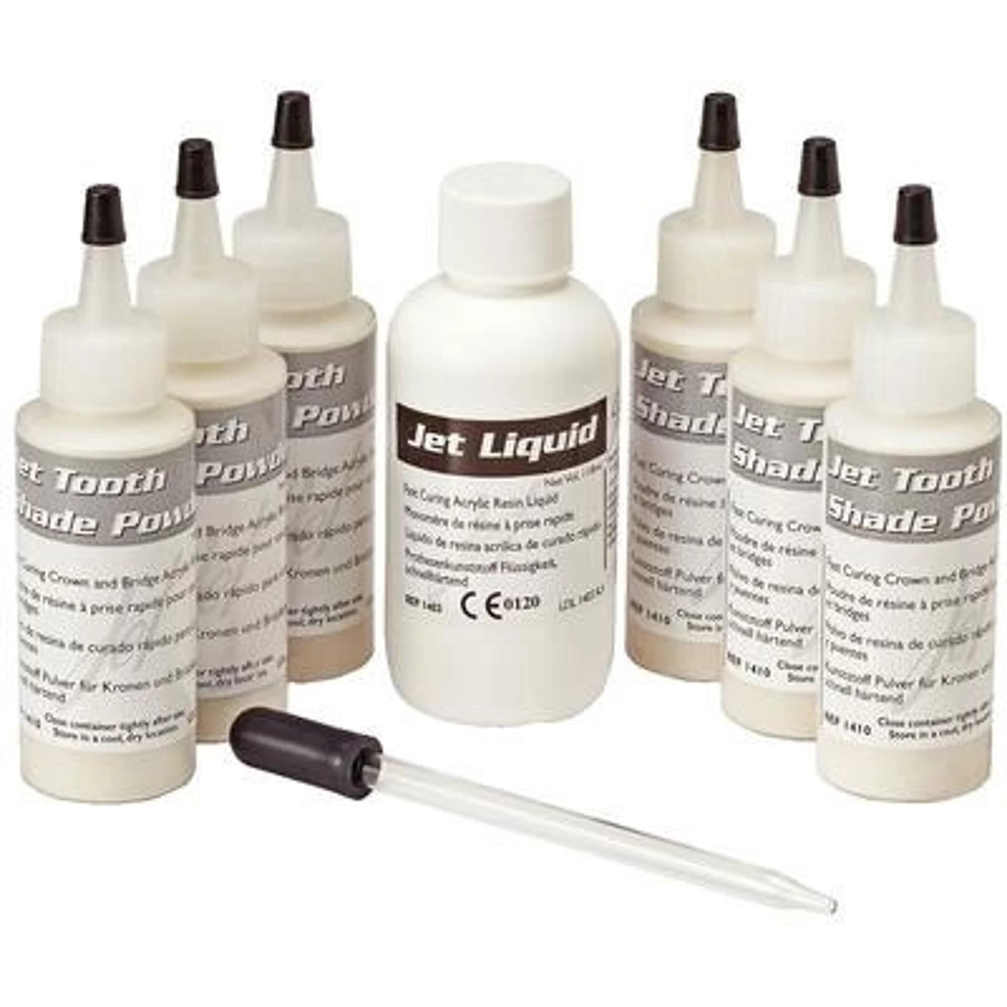 Jet Tooth Shade Self-Curing Acrylic Resin Kit, 6/1 (6 x 45g Powder + 118ml Liquid), Shade 6/1, 1493R thumbnail 9