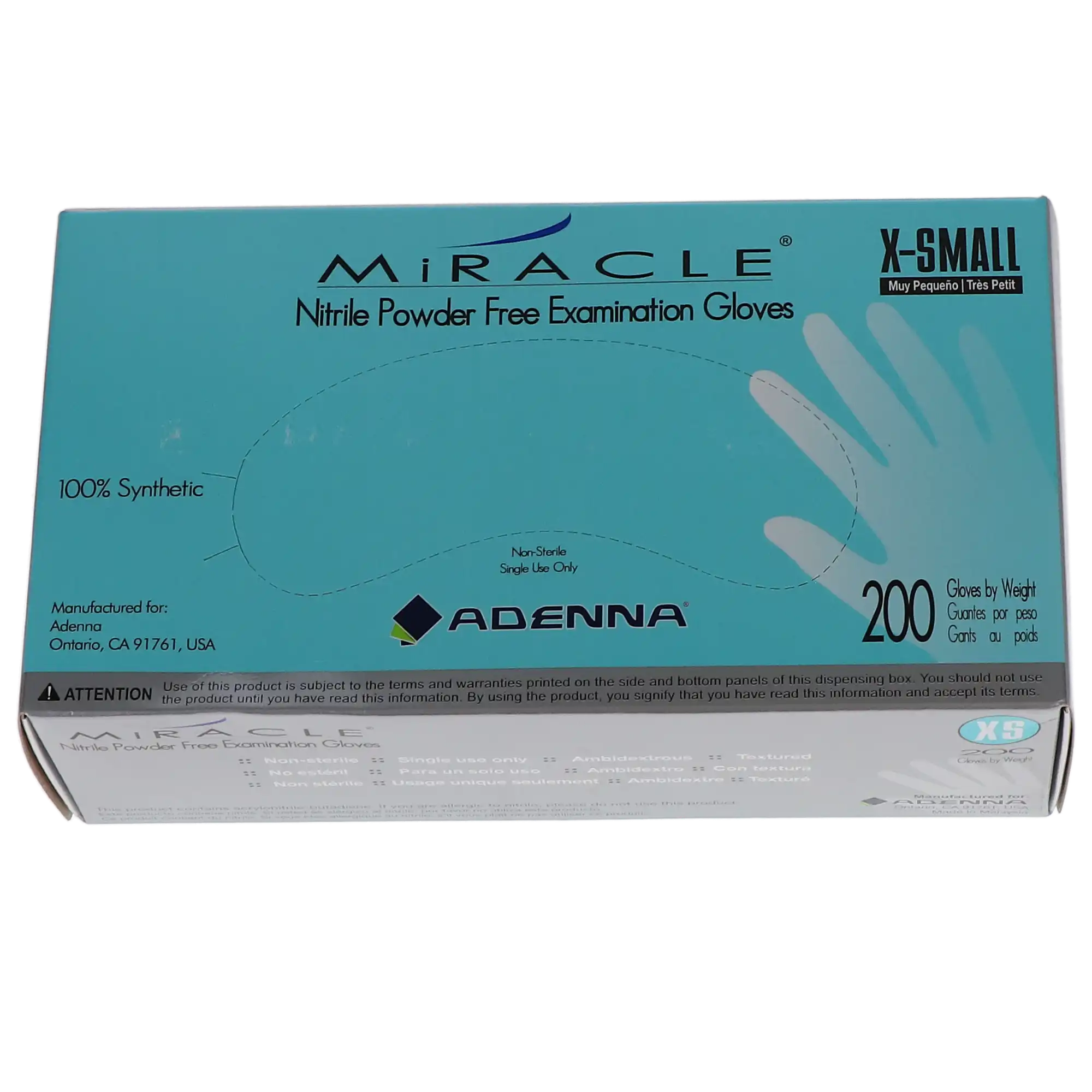 Adenna Miracle Nitrile Exam Gloves, Powder-Free, Fingertip Textured, Blue, Extra Small, 200/Box, MIR160 thumbnail 8