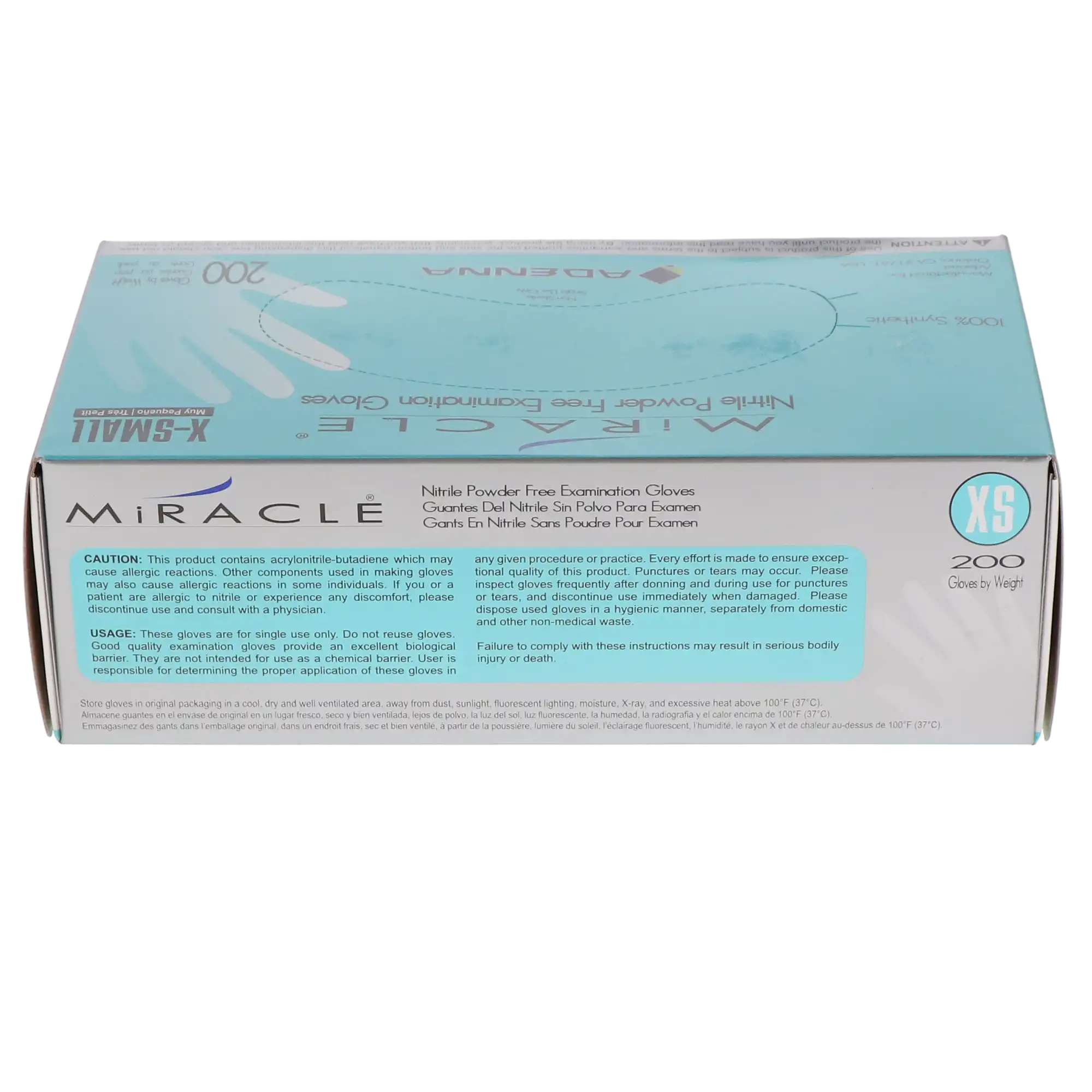 Adenna Miracle Nitrile Exam Gloves, Powder-Free, Fingertip Textured, Blue, Extra Small, 200/Box, MIR160 thumbnail 11