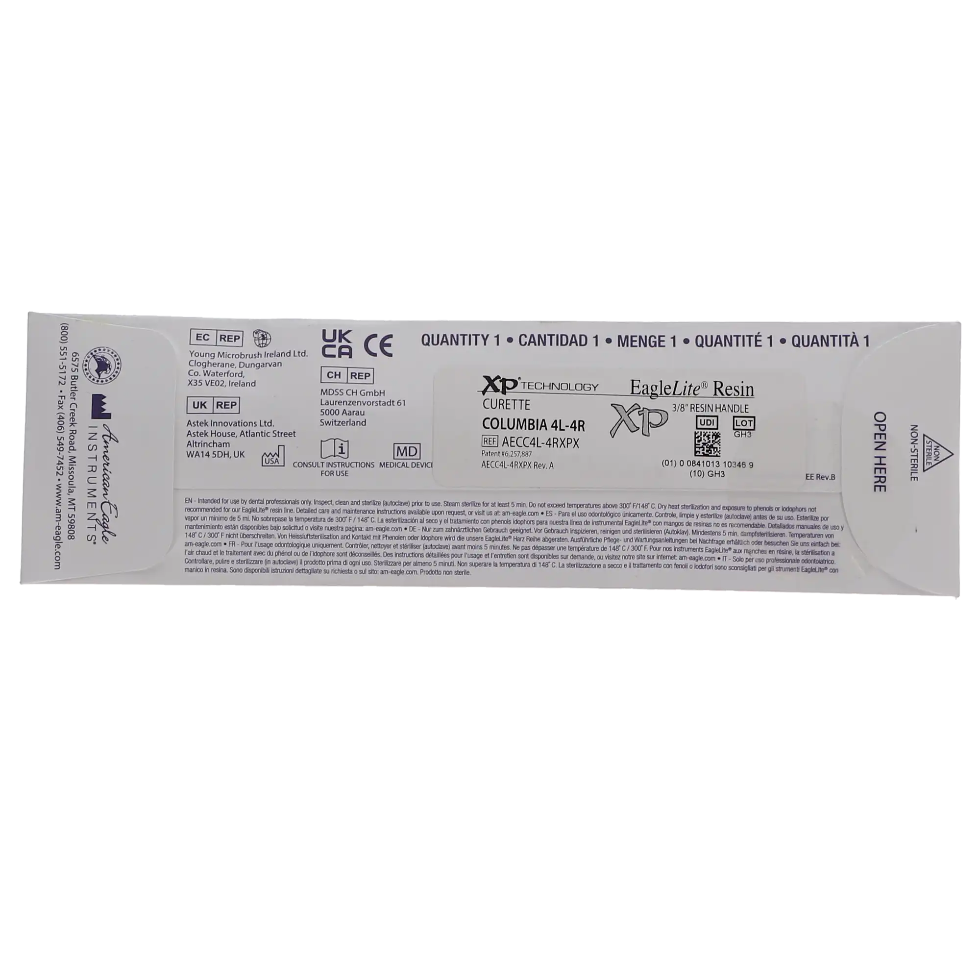 American Eagle Instruments Universal Curette, #4L-4R Columbia, XP Sharpen-Free, EagleLite Resin Handle, Red, 3/8" (9.5mm), Double-Ended, 1/Pk, AECC4L-4RXPX thumbnail 10