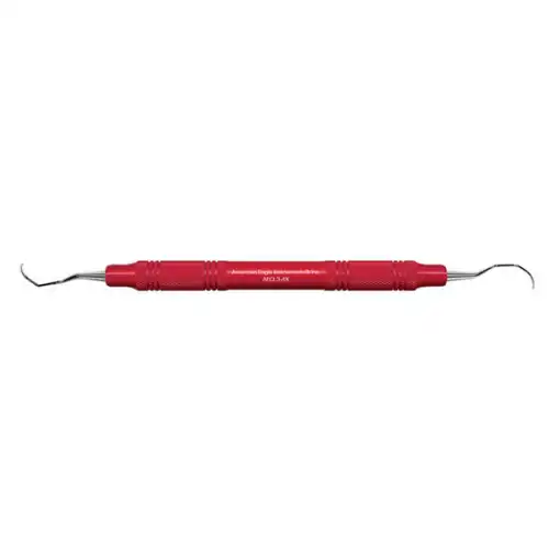 American Eagle Universal Curette, #3-4 Langer, Posterior Mesial/Distal, Double End, EagleLite Resin Handle, 3/8", Red, AECL3-4X thumbnail 2