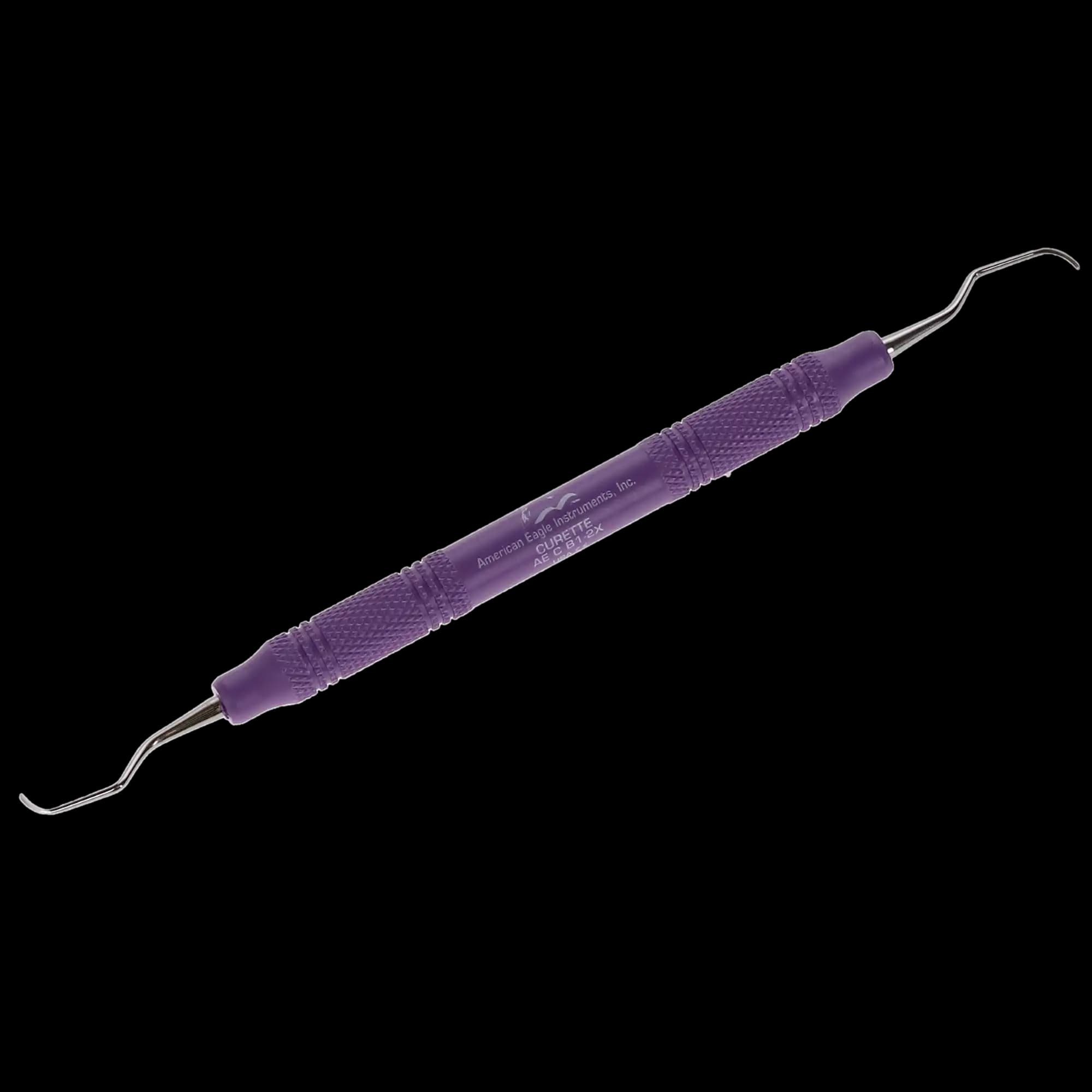 American Eagle Barnhart #1-2 Universal Curette, Narrow Blade Anterior, Double End, EagleLite Resin Handle, 3/8", Purple, AECB1-2X, 1/Pk thumbnail 4
