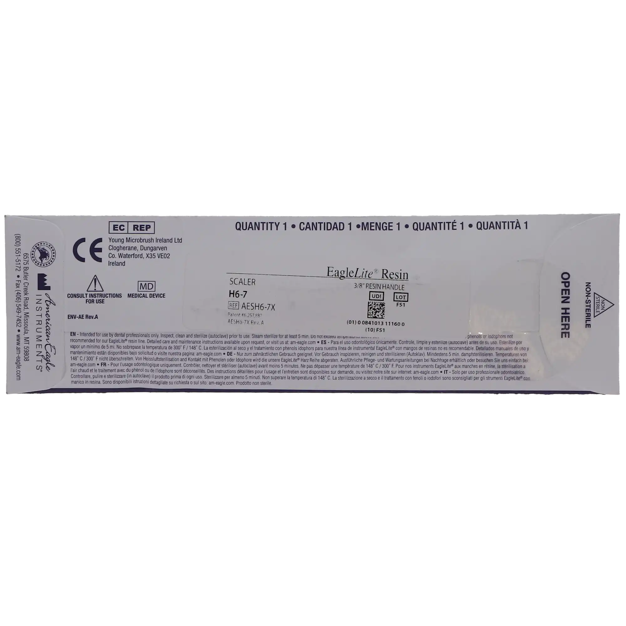 American Eagle Sickle Scaler #H6-7, Universal Anterior, EagleLite Resin Handle, 3/8", Purple, Double-Ended, AESH6-7X, 1/Pk thumbnail 5