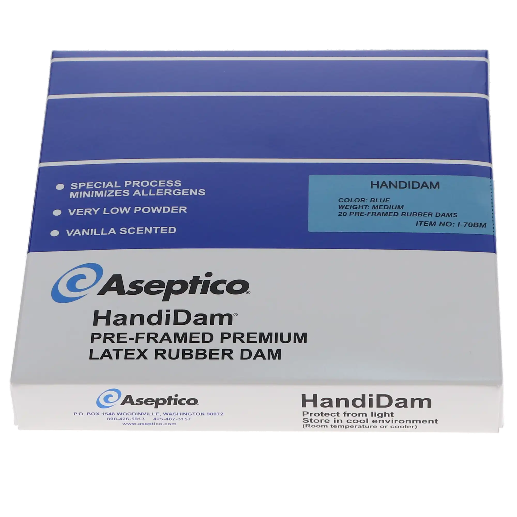 Handi-Dam Pre-Framed Latex Rubber Dam, Blue, Powder-Free, Medium, 20/Pk, I-70BM thumbnail 5