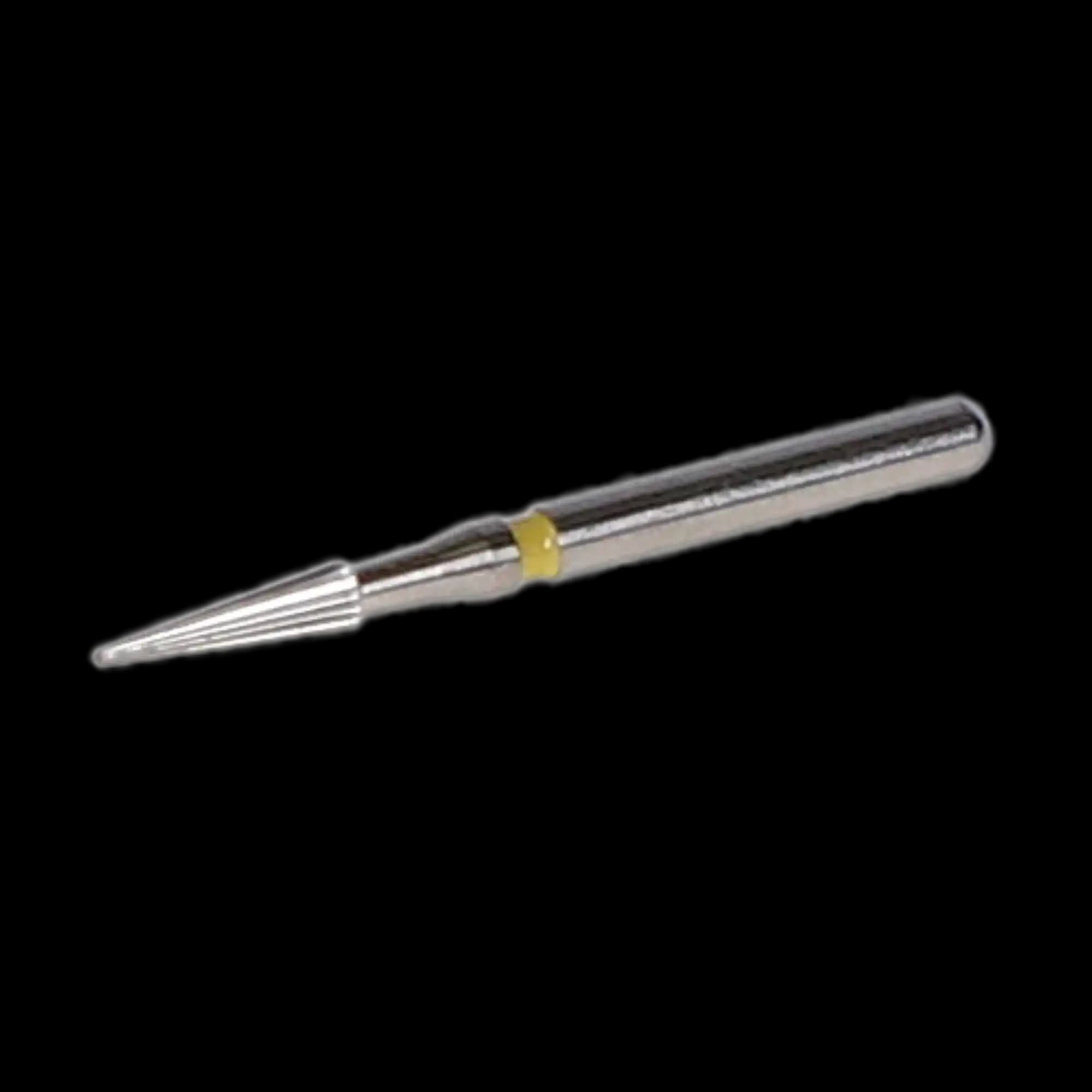 NTI TDF-6F Trimming & Finishing Carbide Bur, 16-Flute, Safe End, FG, 1.4 mm, Yellow, 5/Pk, H134-014F thumbnail 2