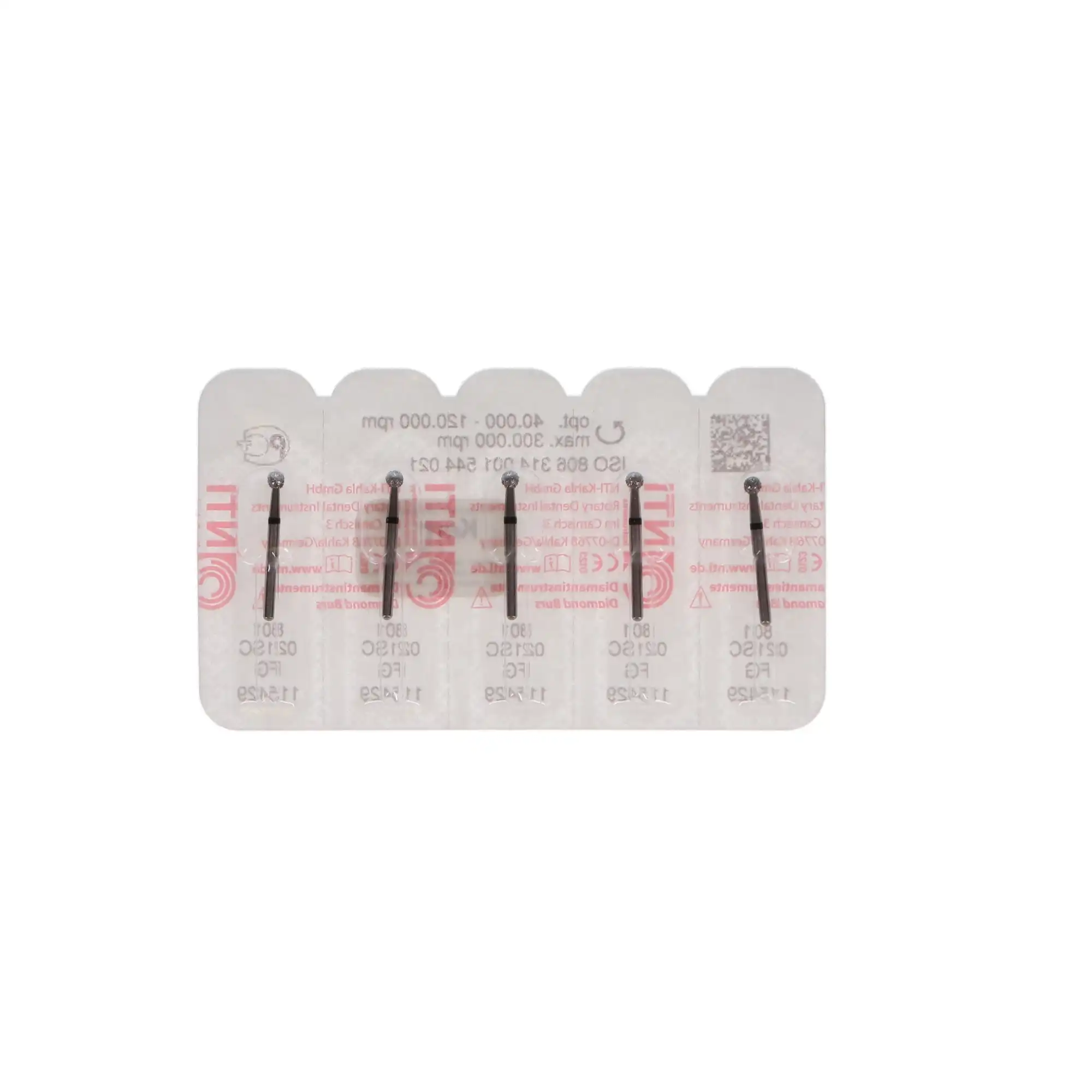 NTI Diamond Bur, FG, Round, #SC801-021, 2.1 mm, Super Coarse, Black, 5/Pk thumbnail 5