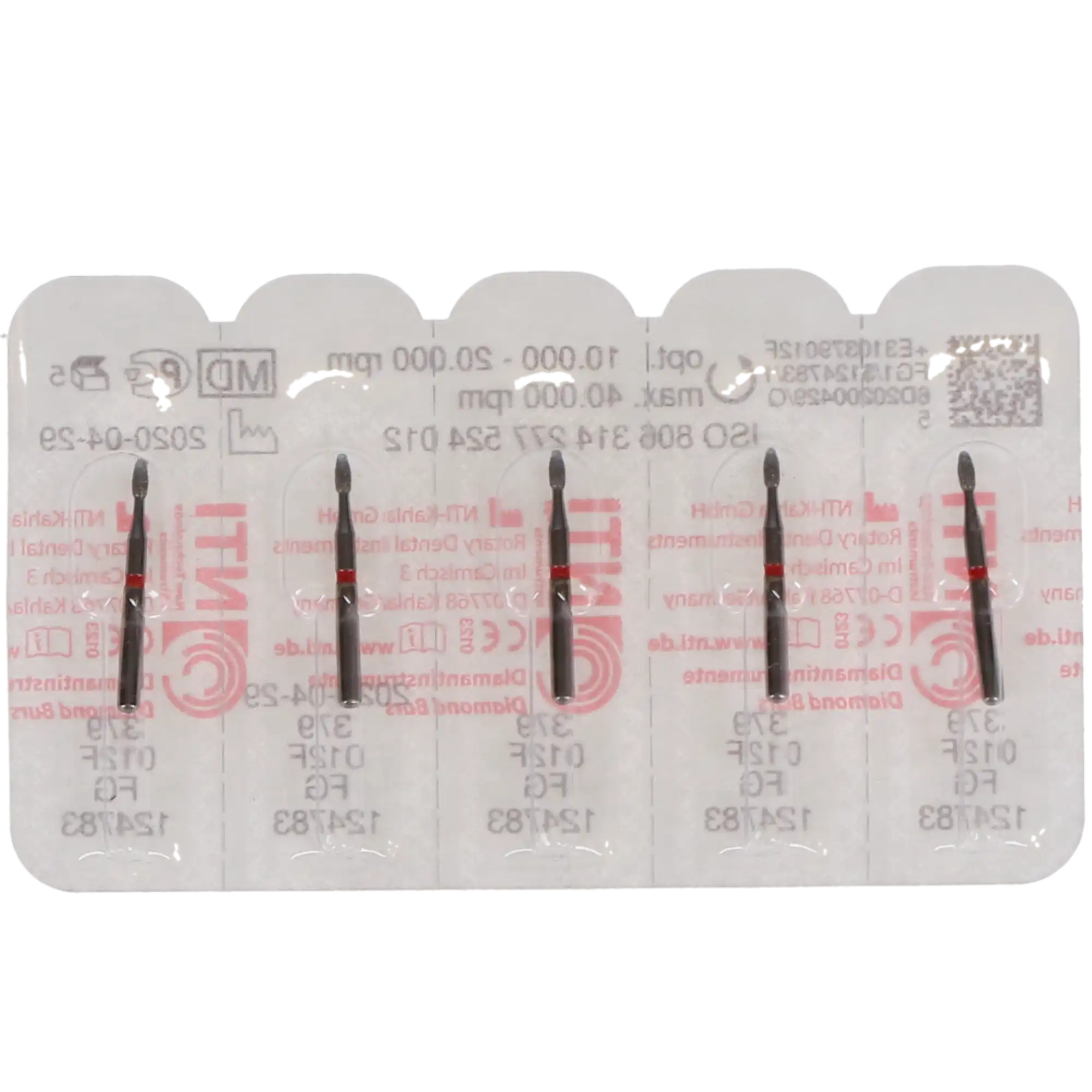 NTI Diamond Bur, FG, Football, #F379, 1.2 mm, Fine, Red, 5/Pk, F379-012 thumbnail 4