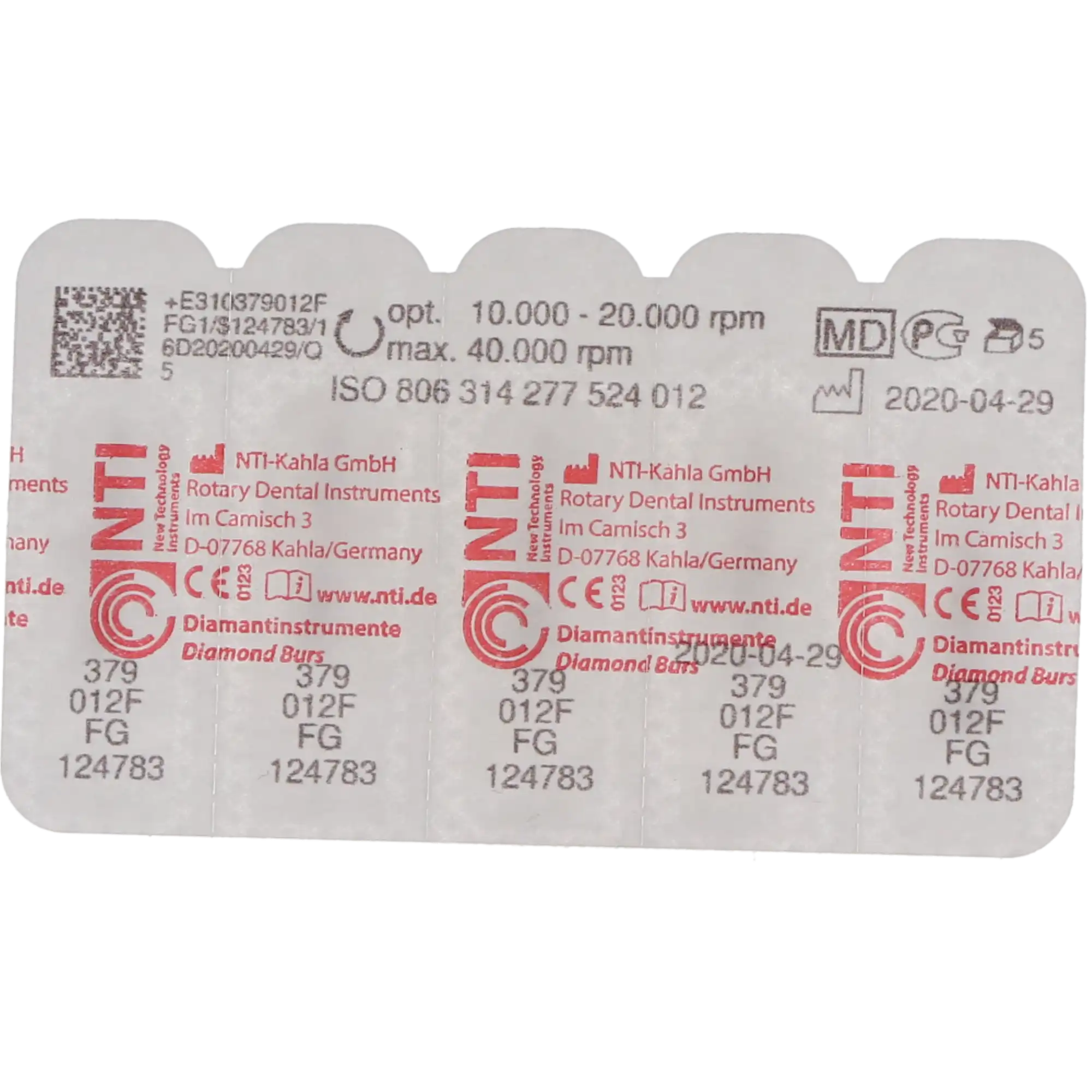 NTI Diamond Bur, FG, Football, #F379, 1.2 mm, Fine, Red, 5/Pk, F379-012 thumbnail 5