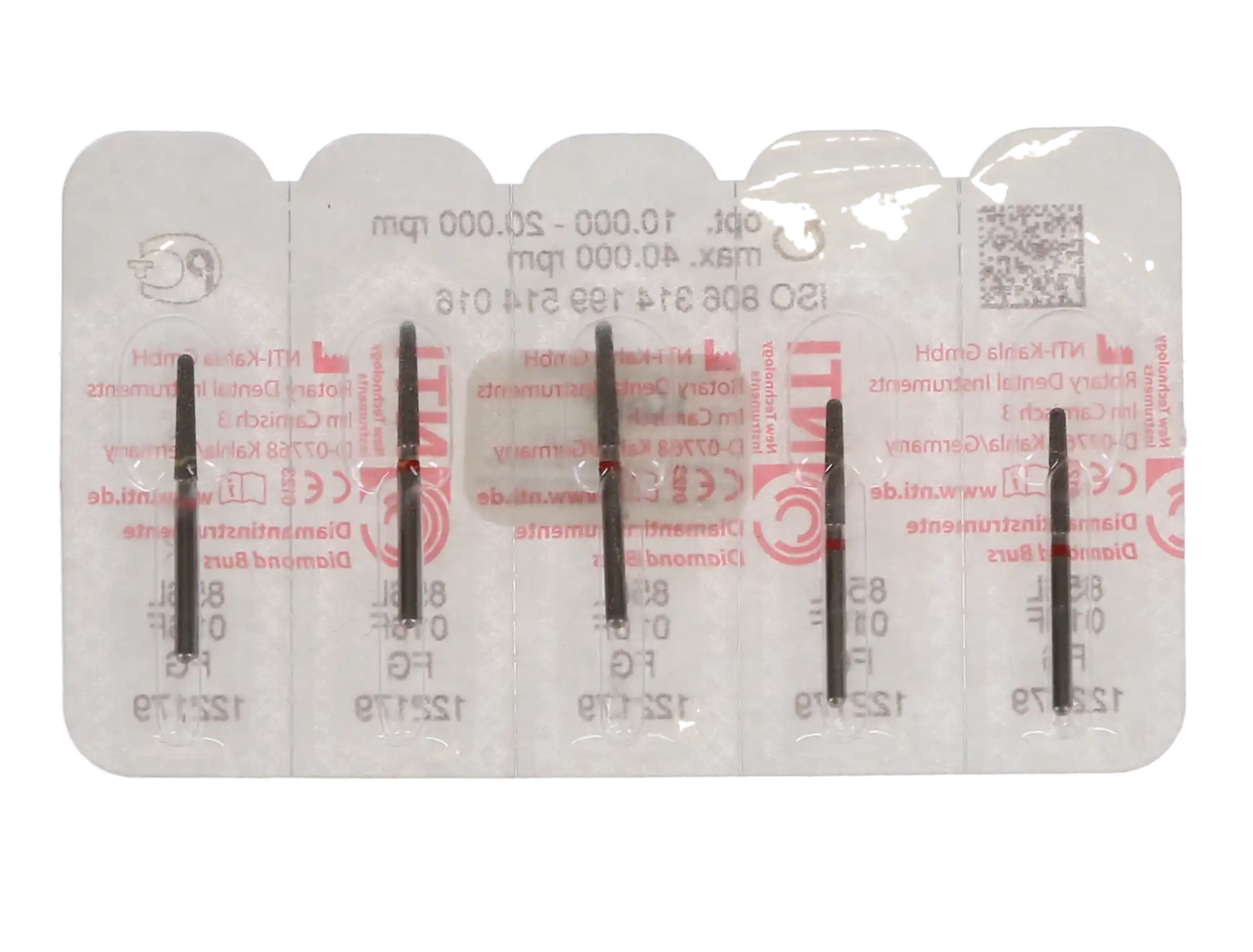 NTI Diamond Bur, FG, Long Round End Taper, #856L-016, 1.6 mm, Fine, Red, 5/Pk, F856L-016 thumbnail 5