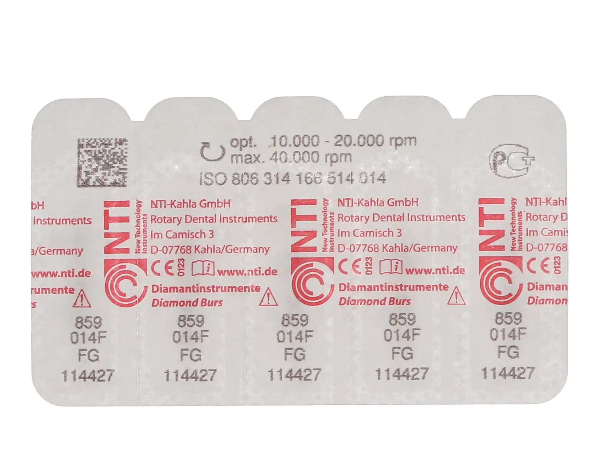 NTI Diamond Bur, Friction Grip (FG), Needle, #F859-014, 1.4 mm, Fine, Red, 5/Pk, F859-014 thumbnail 5