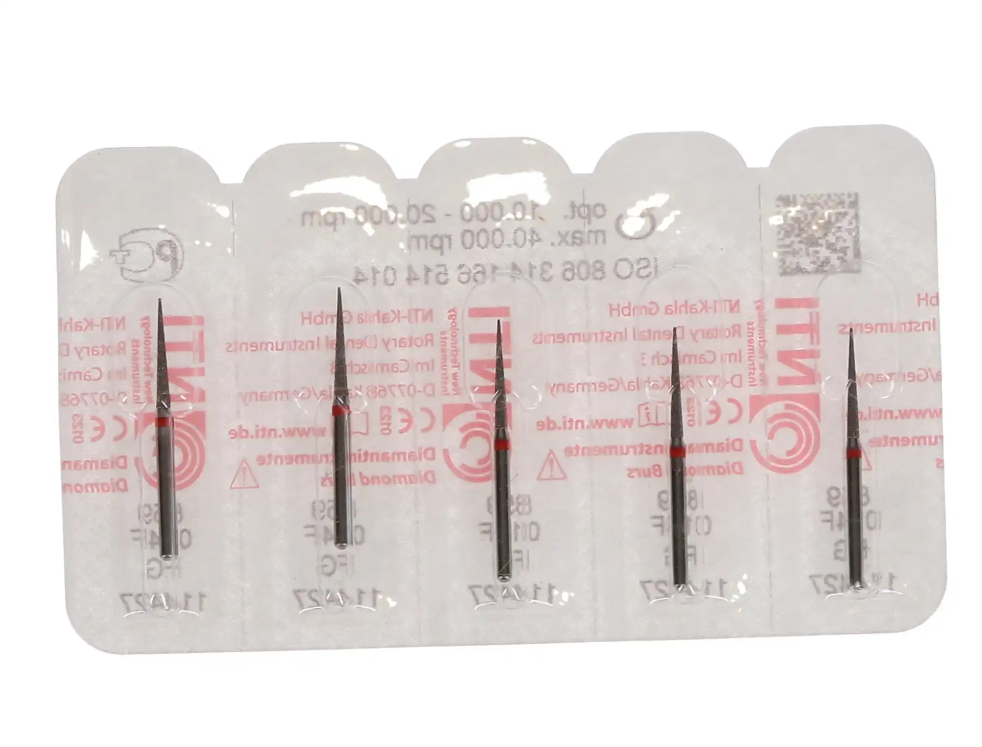 NTI Diamond Bur, Friction Grip (FG), Needle, #F859-014, 1.4 mm, Fine, Red, 5/Pk, F859-014 thumbnail 6