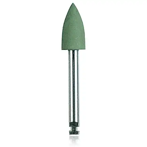NTI Silicone Polishers, Green, Flame, RA (Right Angle) Shank, #50, 5 mm, High Shine, 10/Pk, P0132-047 thumbnail 3