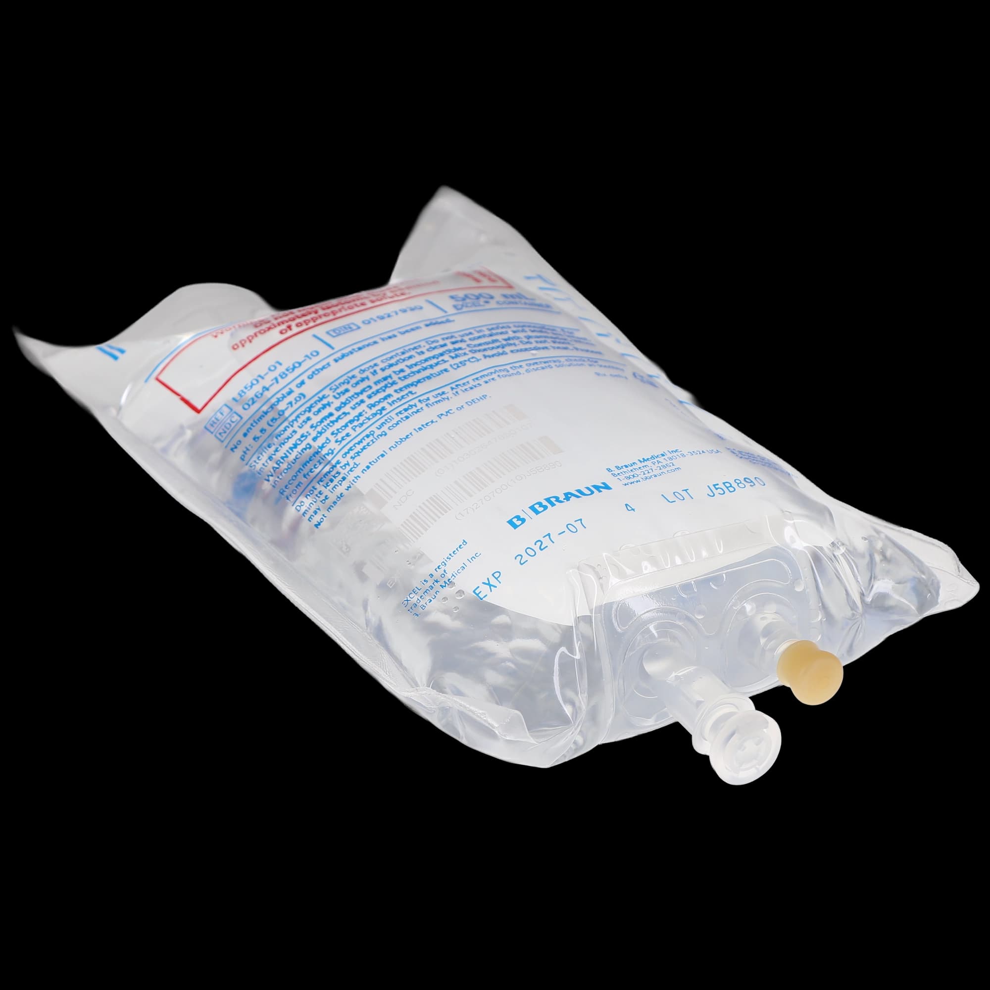 B. Braun Sterile Water for Injection USP, 500 mL Flexible Bag, DEHP-Free, L8501, Each thumbnail 4