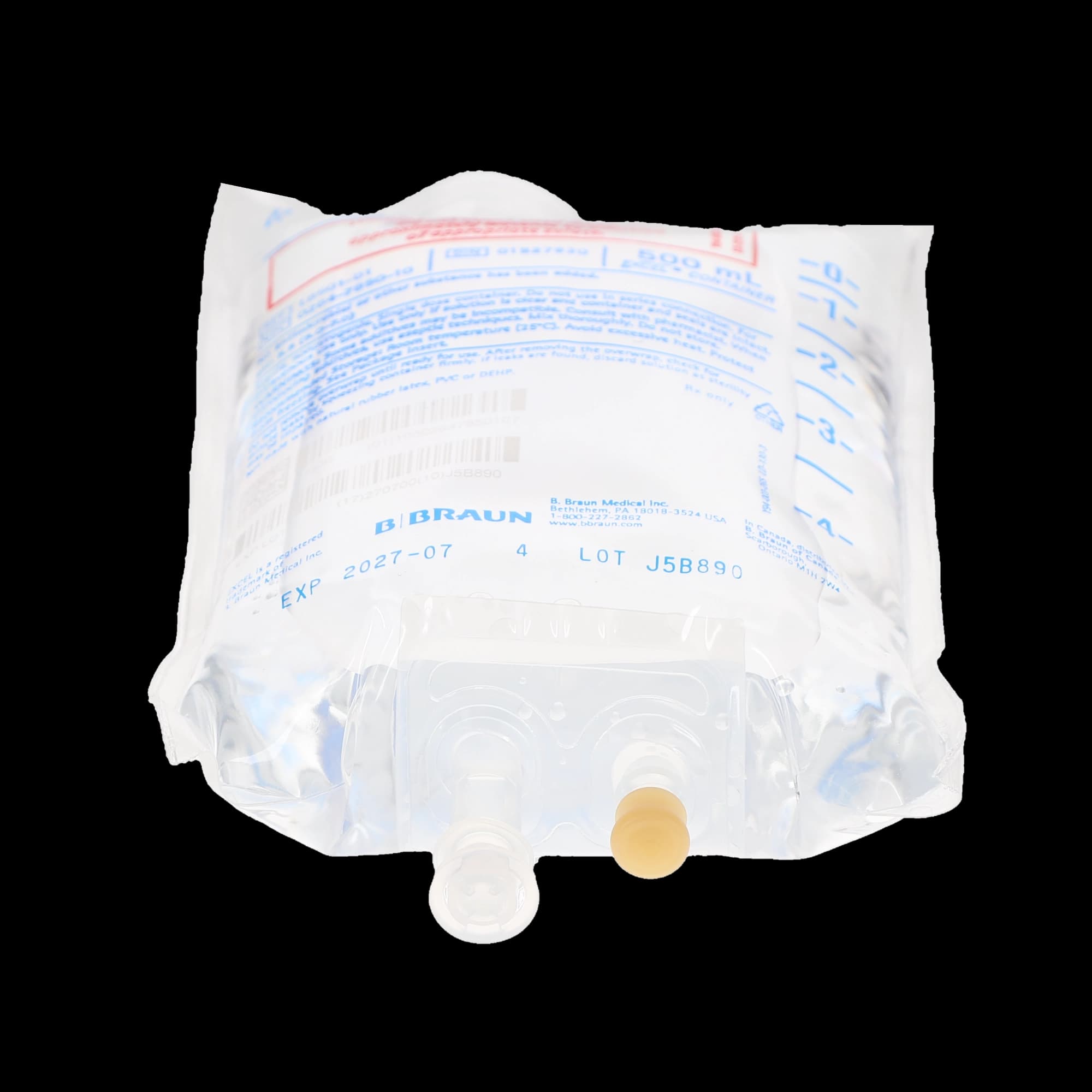 B. Braun Sterile Water for Injection USP, 500 mL Flexible Bag, DEHP-Free, L8501, Each thumbnail 5