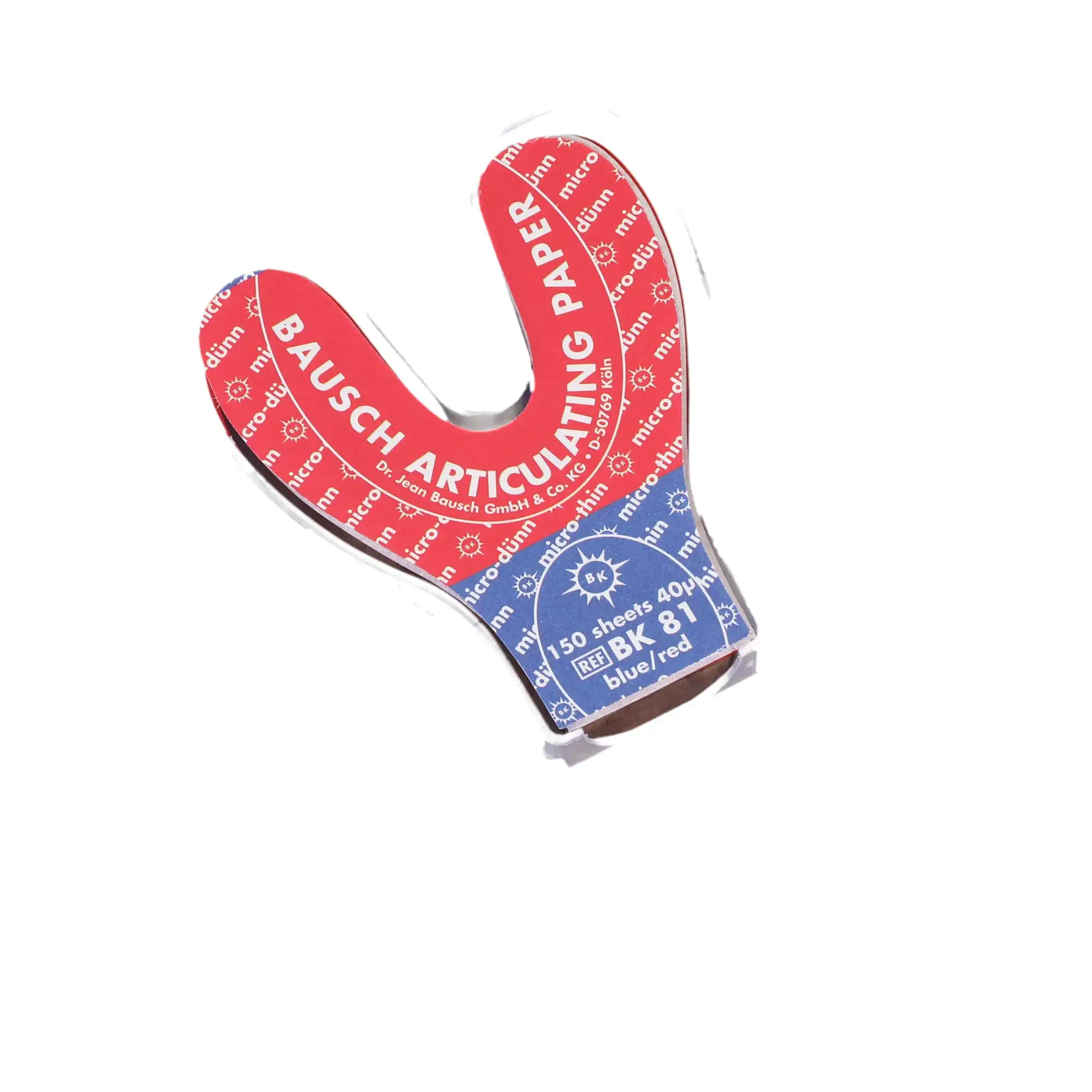 Arti-Check Micro-Thin Articulating Paper, Horseshoe, 40 Microns, Blue/Red, 150 Sheets, BK-81 thumbnail 5
