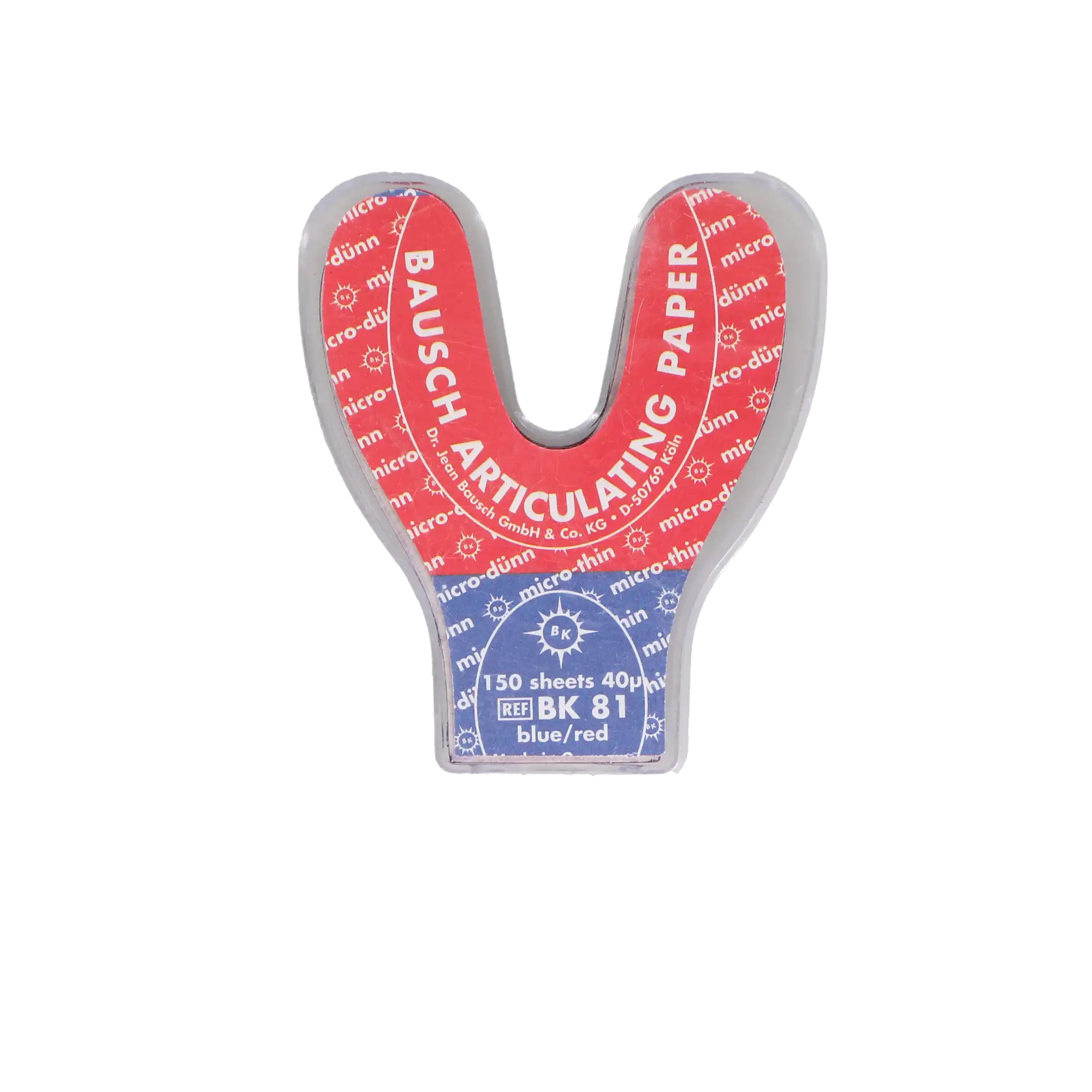 Arti-Check Micro-Thin Articulating Paper, Horseshoe, 40 Microns, Blue/Red, 150 Sheets, BK-81 thumbnail 9