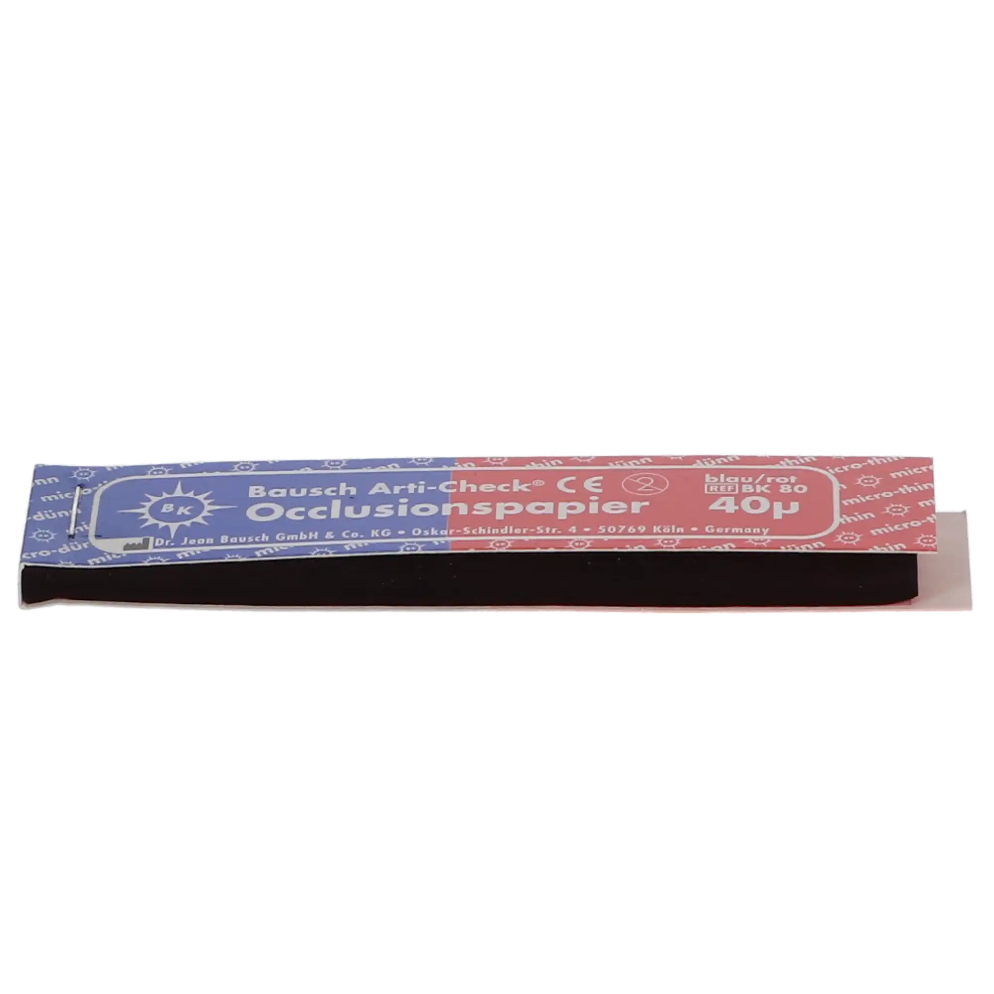Bausch Arti-Check Micro-Thin Articulating Paper, Straight, 40 Microns, Red/Blue, 200 Strips/Box, BK-80 thumbnail 3