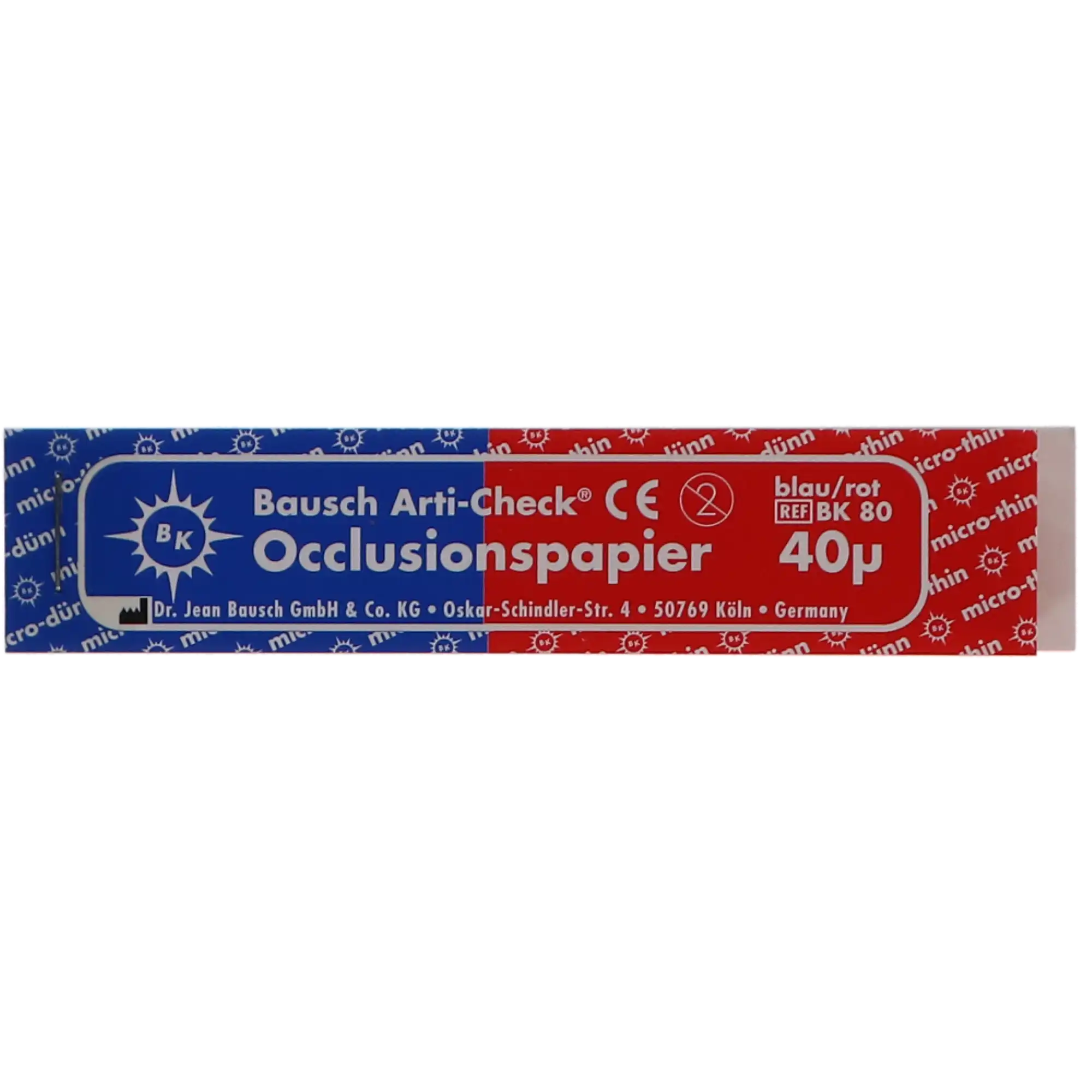 Bausch Arti-Check Micro-Thin Articulating Paper, Straight, 40 Microns, Red/Blue, 200 Strips/Box, BK-80 thumbnail 6
