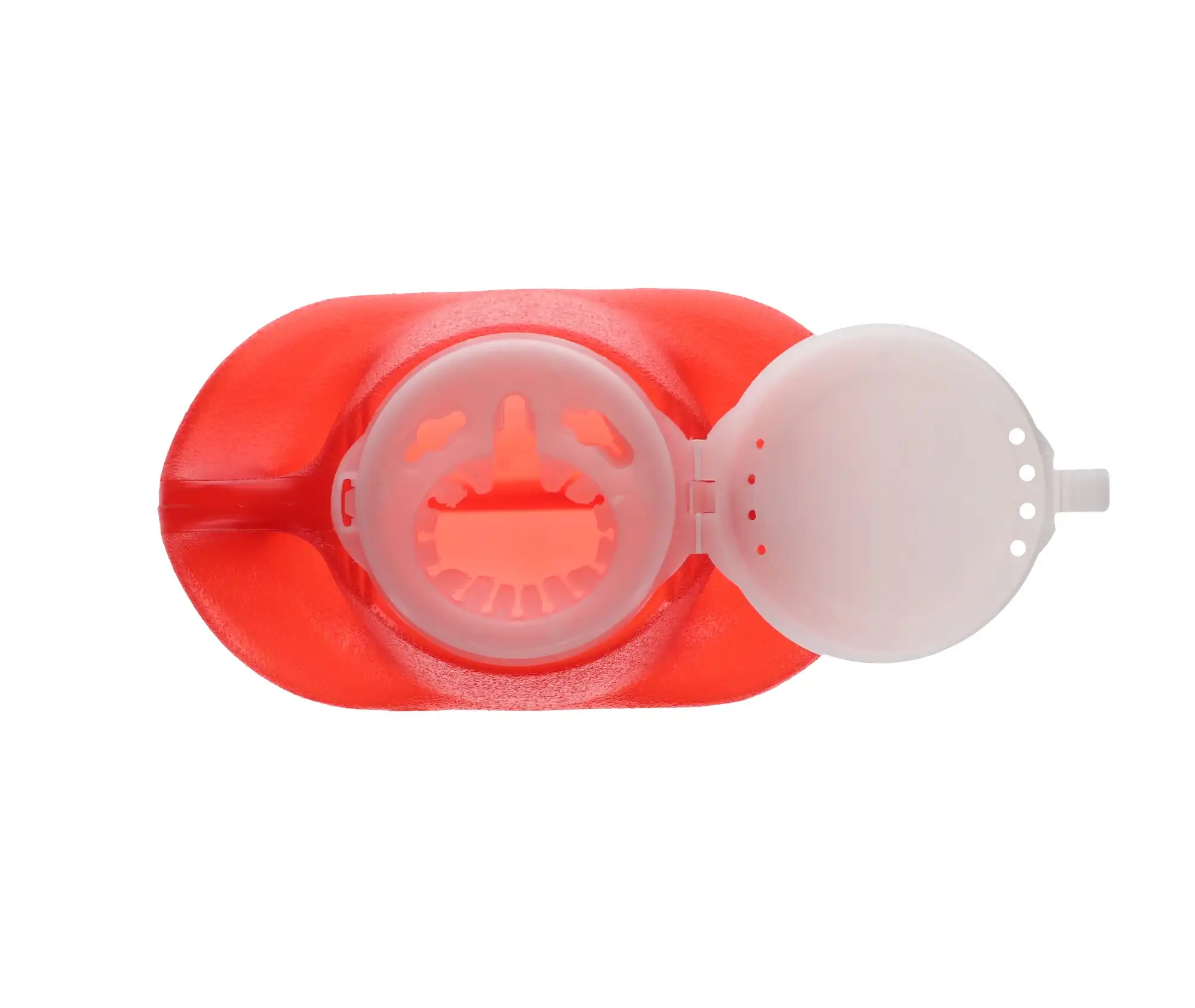 BD Multi-Use One-Piece Sharps Collector, 6.9 Qt, Medium, Red, Hinged Lid with Petals, 305489 thumbnail 3