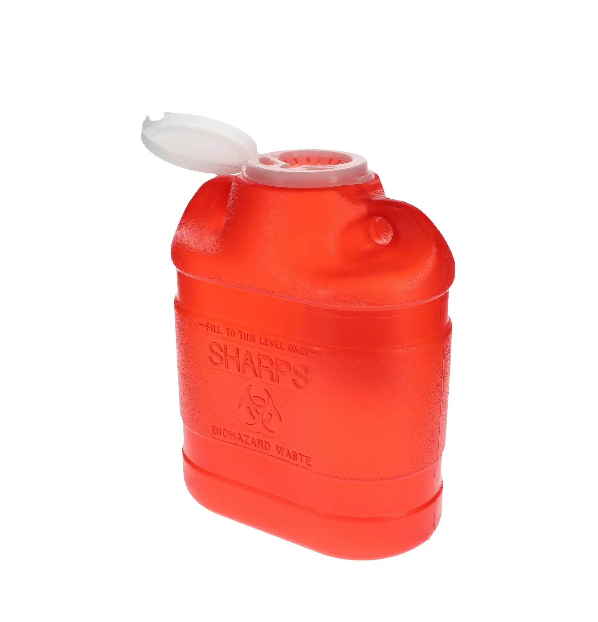 BD Multi-Use One-Piece Sharps Collector, 6.9 Qt, Medium, Red, Hinged Lid with Petals, 305489 thumbnail 5