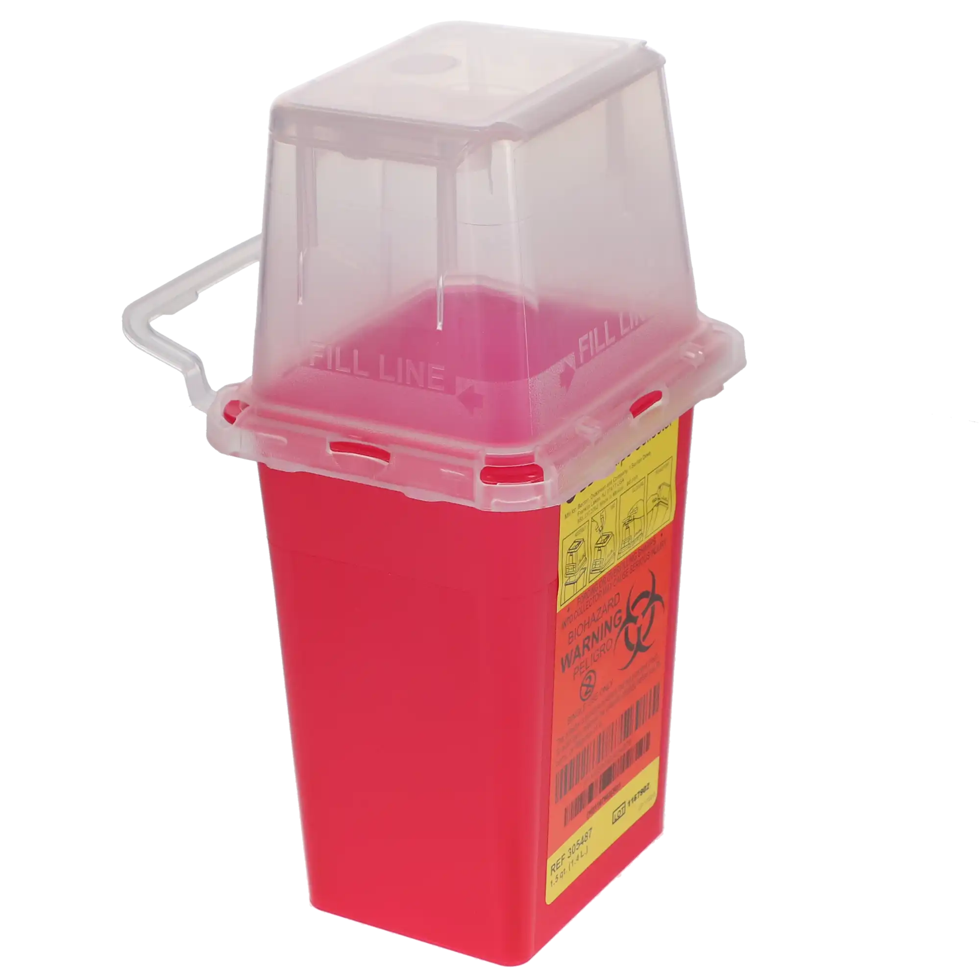 BD Phlebotomy Sharps Collector, Red Tray, 1.5 Quart, with Needle Port, 305487 thumbnail 3