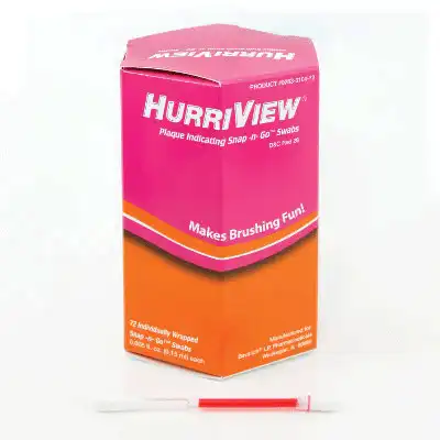 HurriView II Plaque Indicating Snap-n-Go Swabs, Two-Tone Disclosing Solution, 0.15 ml, Blue/Red, 72/Box, 0283-1105-72 - HurriView II Plaque Indicating Snap-n-Go Swabs - Image 1