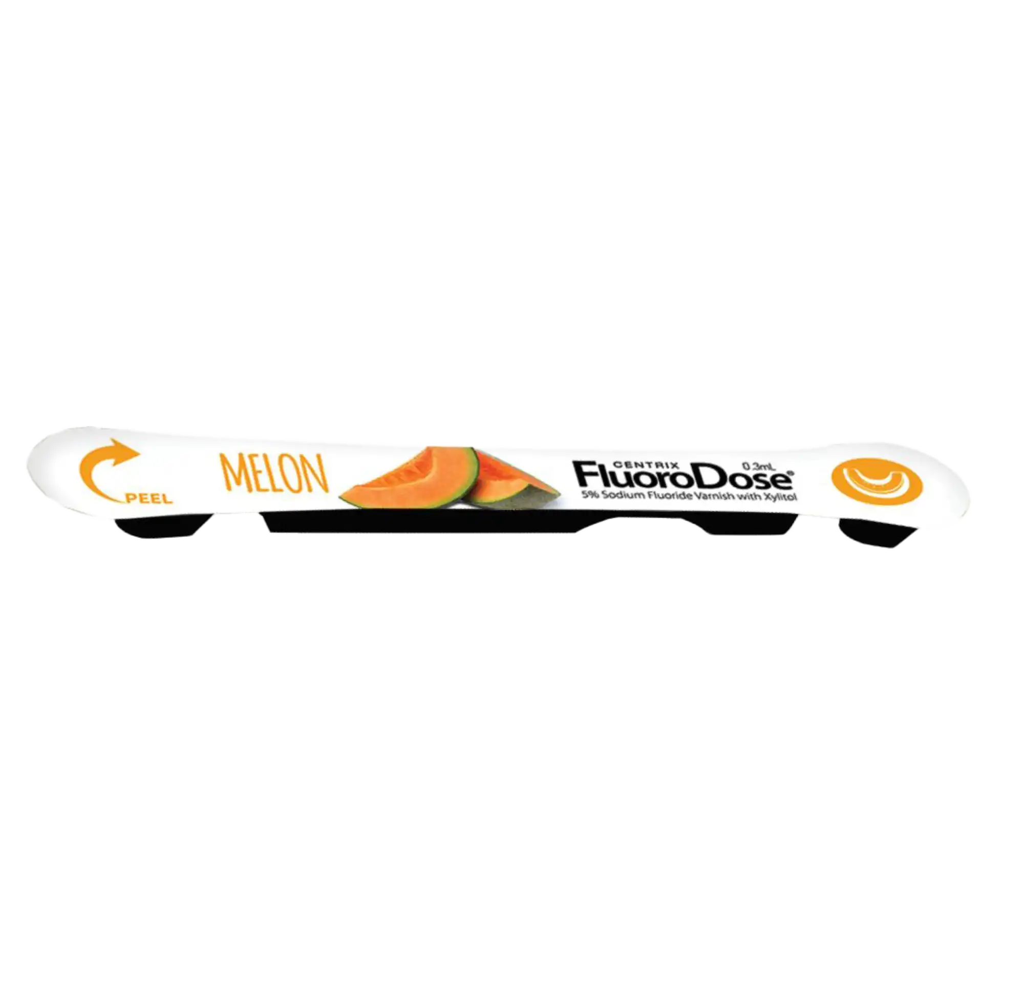 FluoroDose Fluoride Varnish, 5% Sodium Fluoride, Melon Flavor, 0.3 mL Single-Dose LolliPack with Benda Brush, 120/Pkg, 360107 thumbnail 2