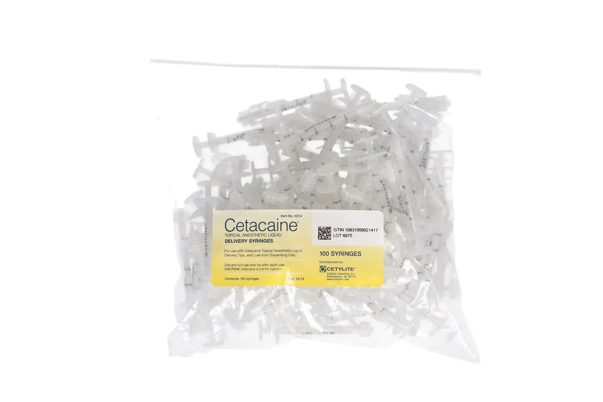 Cetacaine Topical Anesthetic Liquid Delivery Syringes, Luer Lock, Graduated 0.1 mL, 100/Pkg, 0214 thumbnail 8