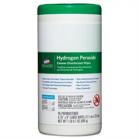 Clorox Healthcare Hydrogen Peroxide Cleaner Disinfectant Wipes, 6.75" x 9", 95/Can, 30824 - Clorox Healthcare Disinfectant Wipes - Image 1