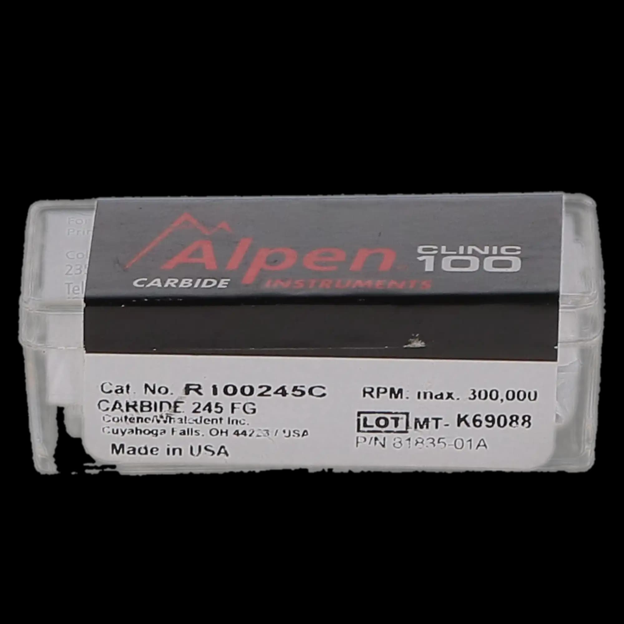 Alpen Operative Surgical Carbide Burs, FG, Straight Fissure, #245, 0.8 mm, 100/Pk, R100245C thumbnail 10