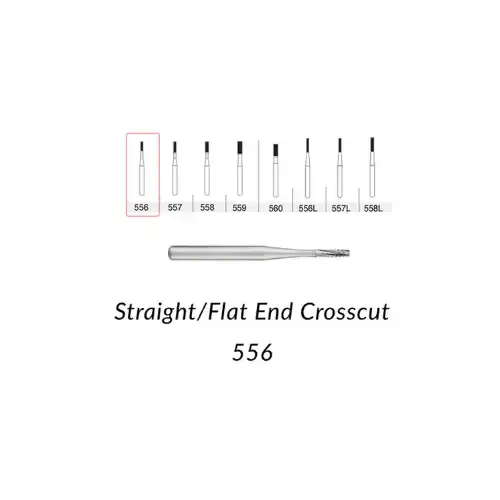 Alpen Operative Surgical Carbide Burs, FG, Straight Cross Cut Fissure, #556, 0.9 mm, 100/Pk, R100556C thumbnail 2