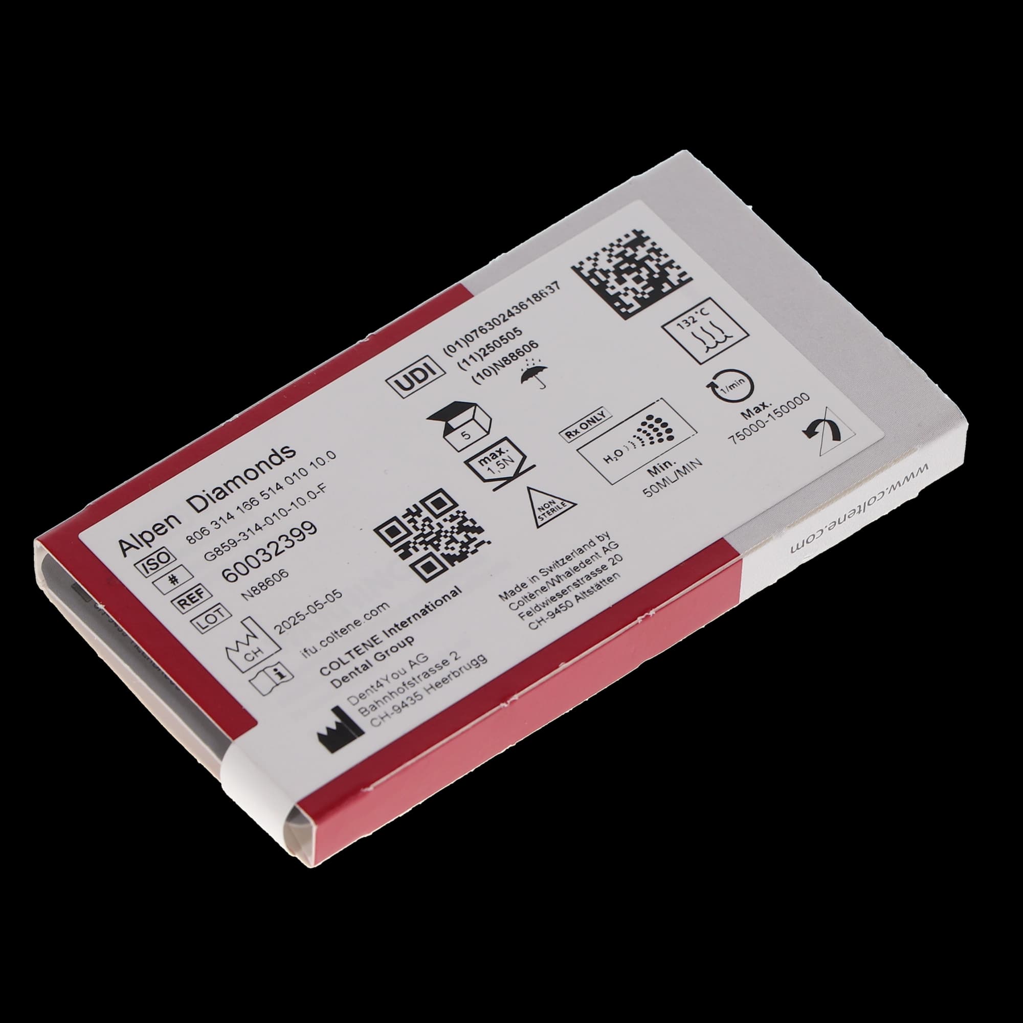 Alpen Multilayer Diamond Bur, FG, Flame #859, 1.0 mm, Fine Grit, Red, 5/Pk, R859F010FG thumbnail 5