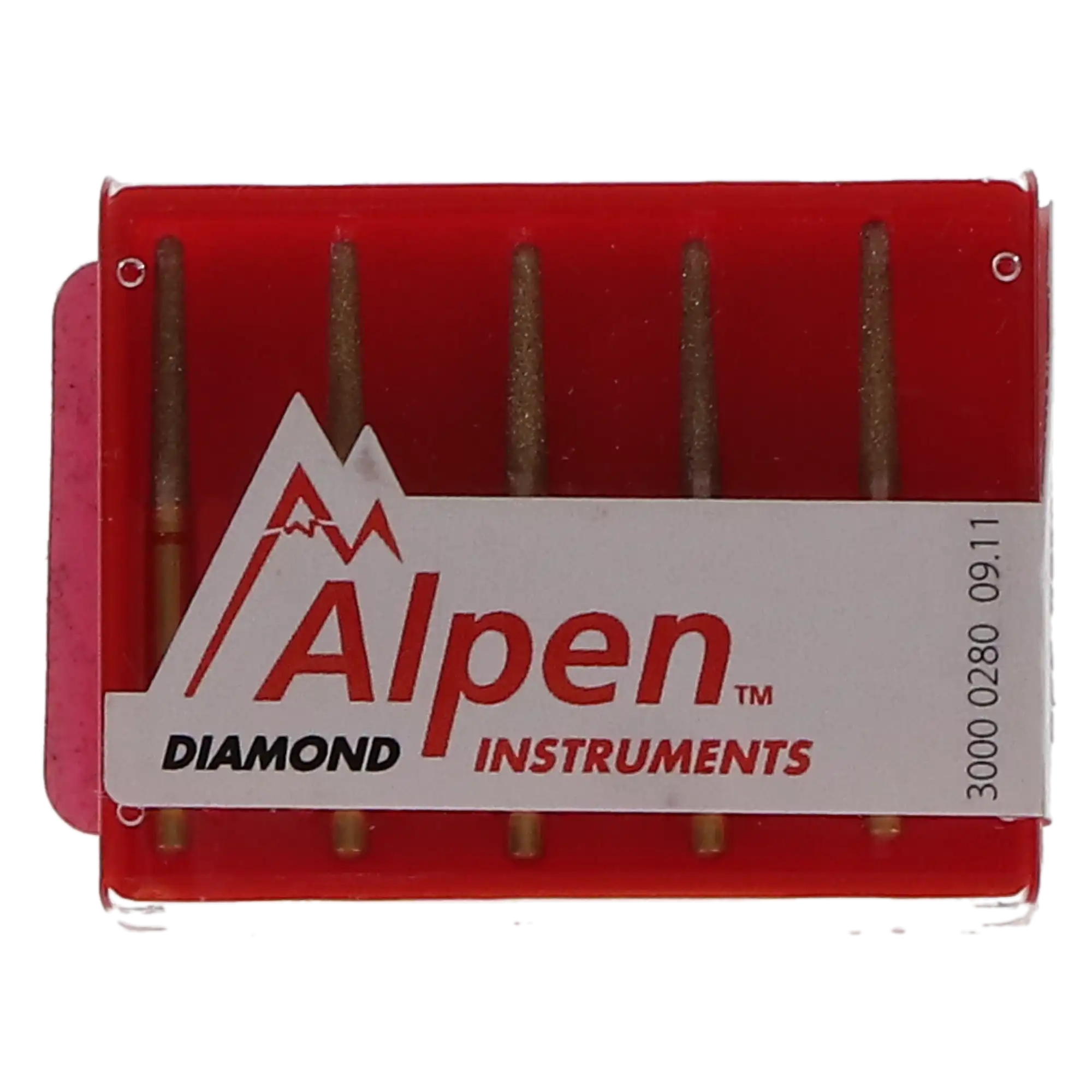 Alpen Multilayer Diamond Bur, FG, Tapered Round End, #850, 1.6 mm, Fine Grit, Red, 5/Pk, R850F016FG thumbnail 4