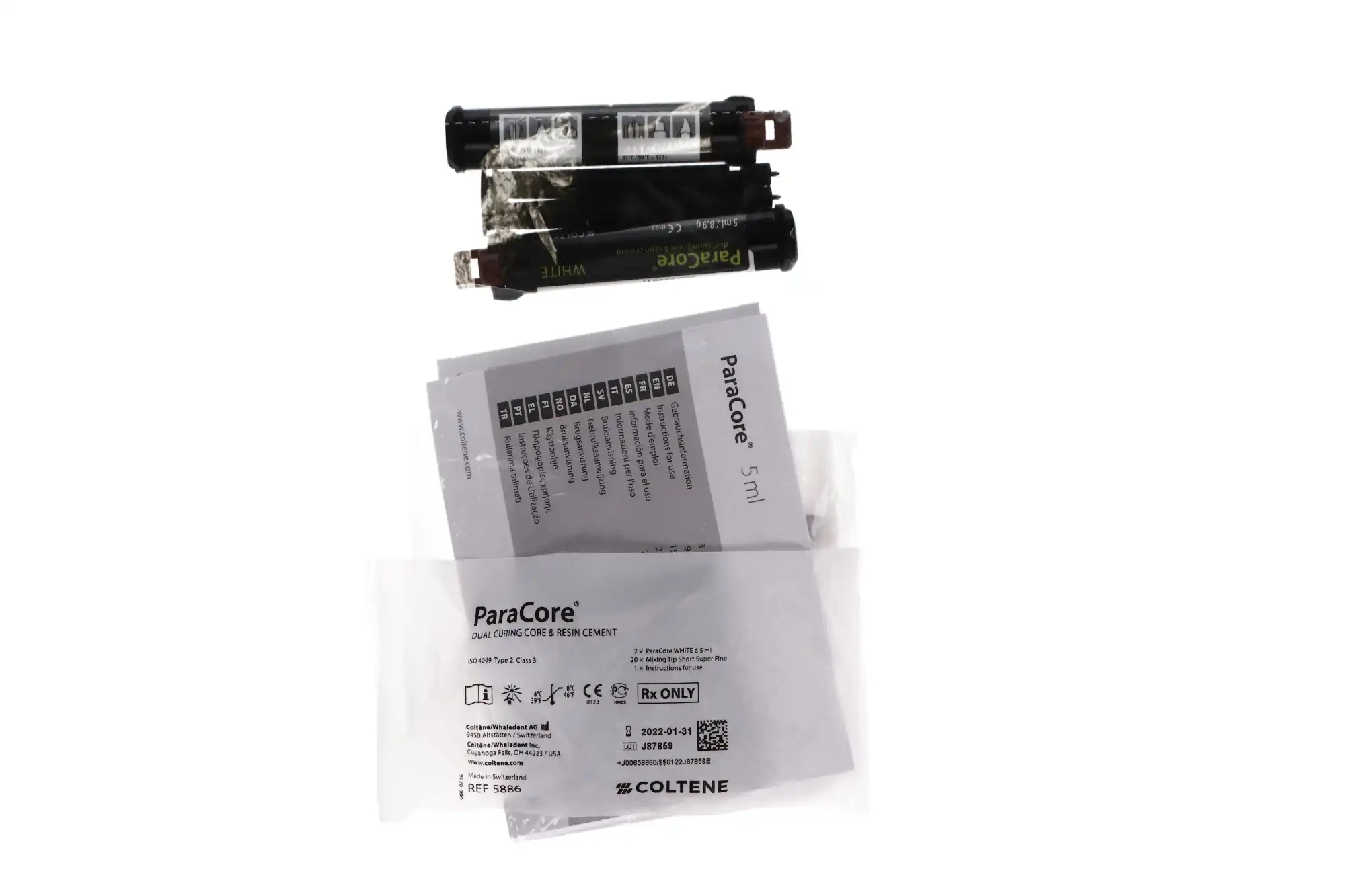 ParaCore Automix Dual-Cure Core Build-Up Material, White, 5 ml Syringe Refill, 2/Pk, C5886 thumbnail 9