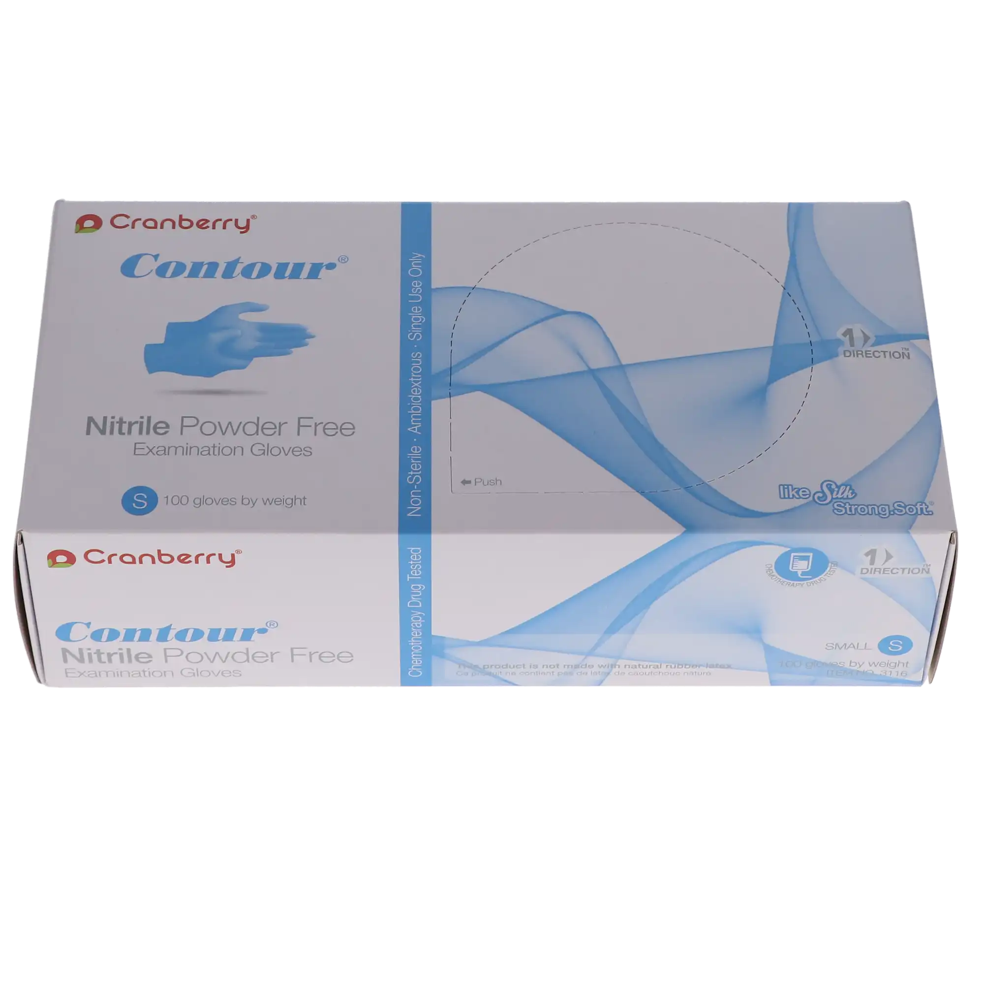 Cranberry Contour Powder-Free Nitrile Exam Gloves, Latex-Free, Blue, Small, 100/Box, CR3116 thumbnail 9