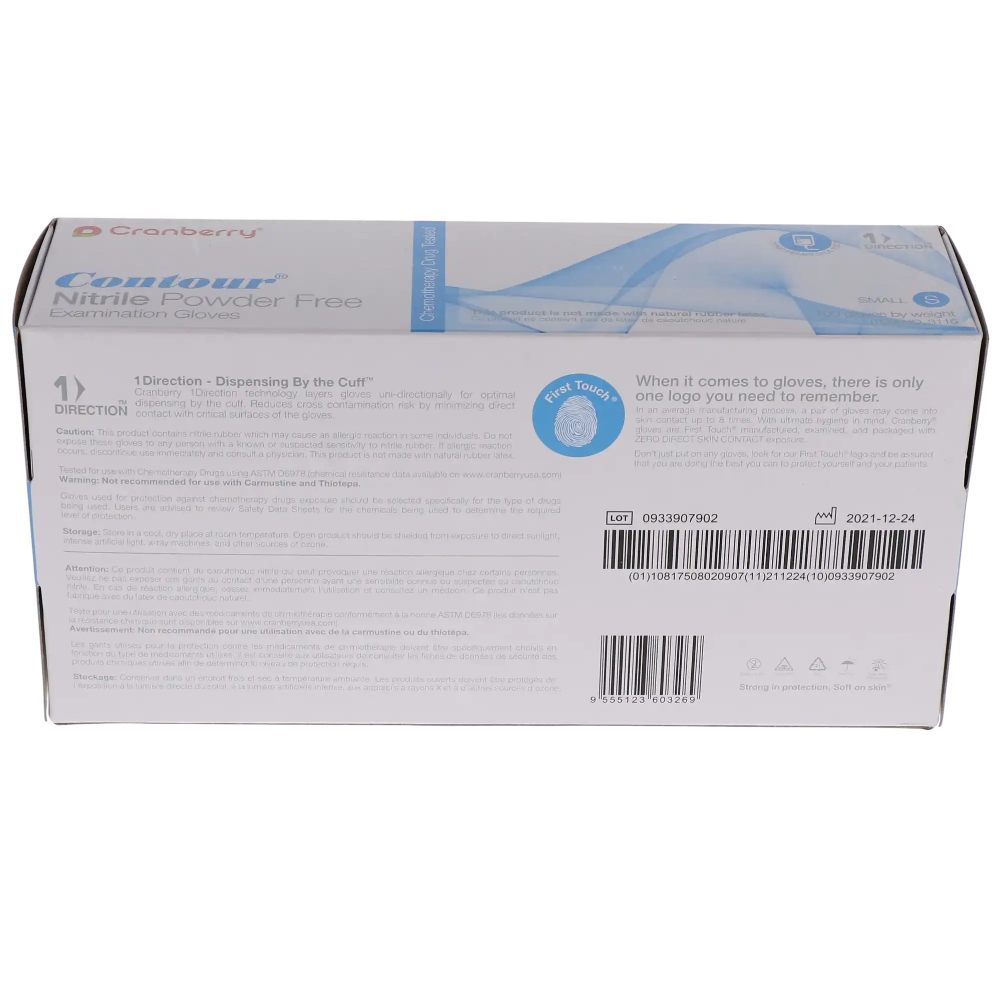 Cranberry Contour Powder-Free Nitrile Exam Gloves, Latex-Free, Blue, Small, 100/Box, CR3116 thumbnail 11