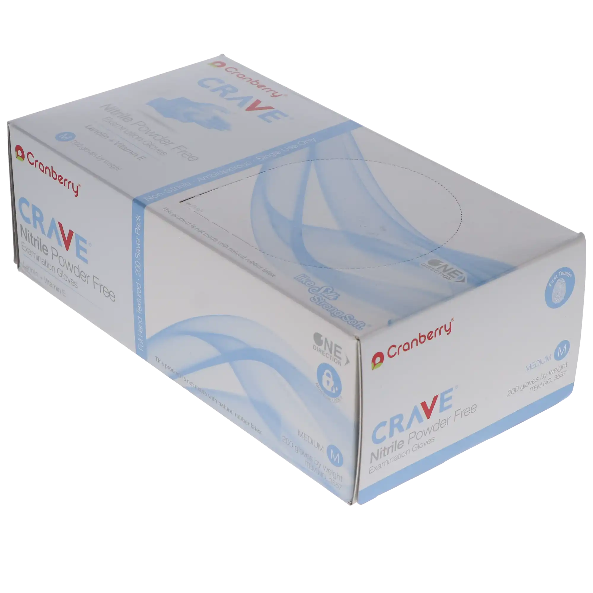 Crave Nitrile Powder-Free Exam Gloves, Medium, Ice Blue, 200/Box, CR3557 thumbnail 11