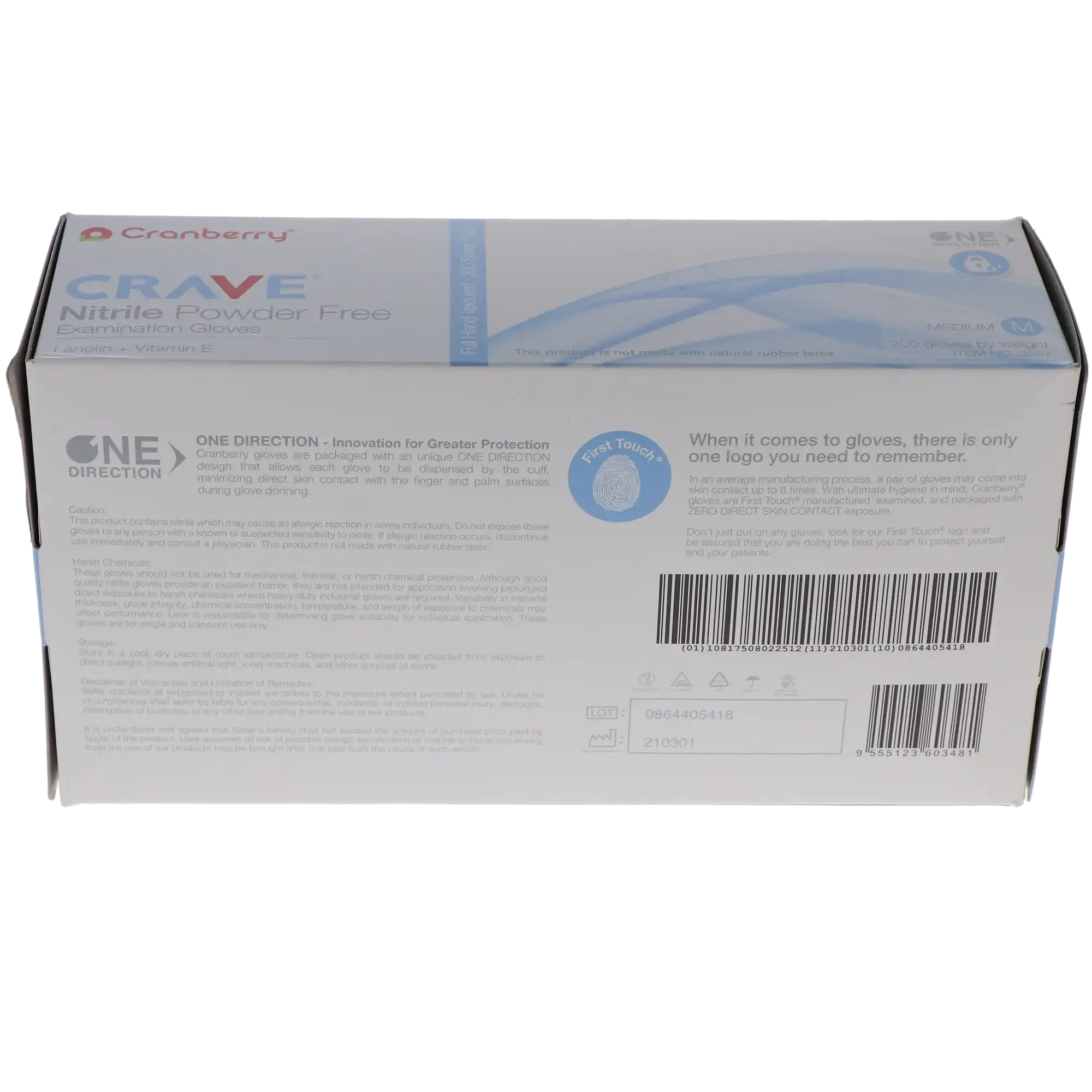Crave Nitrile Powder-Free Exam Gloves, Medium, Ice Blue, 200/Box, CR3557 thumbnail 12