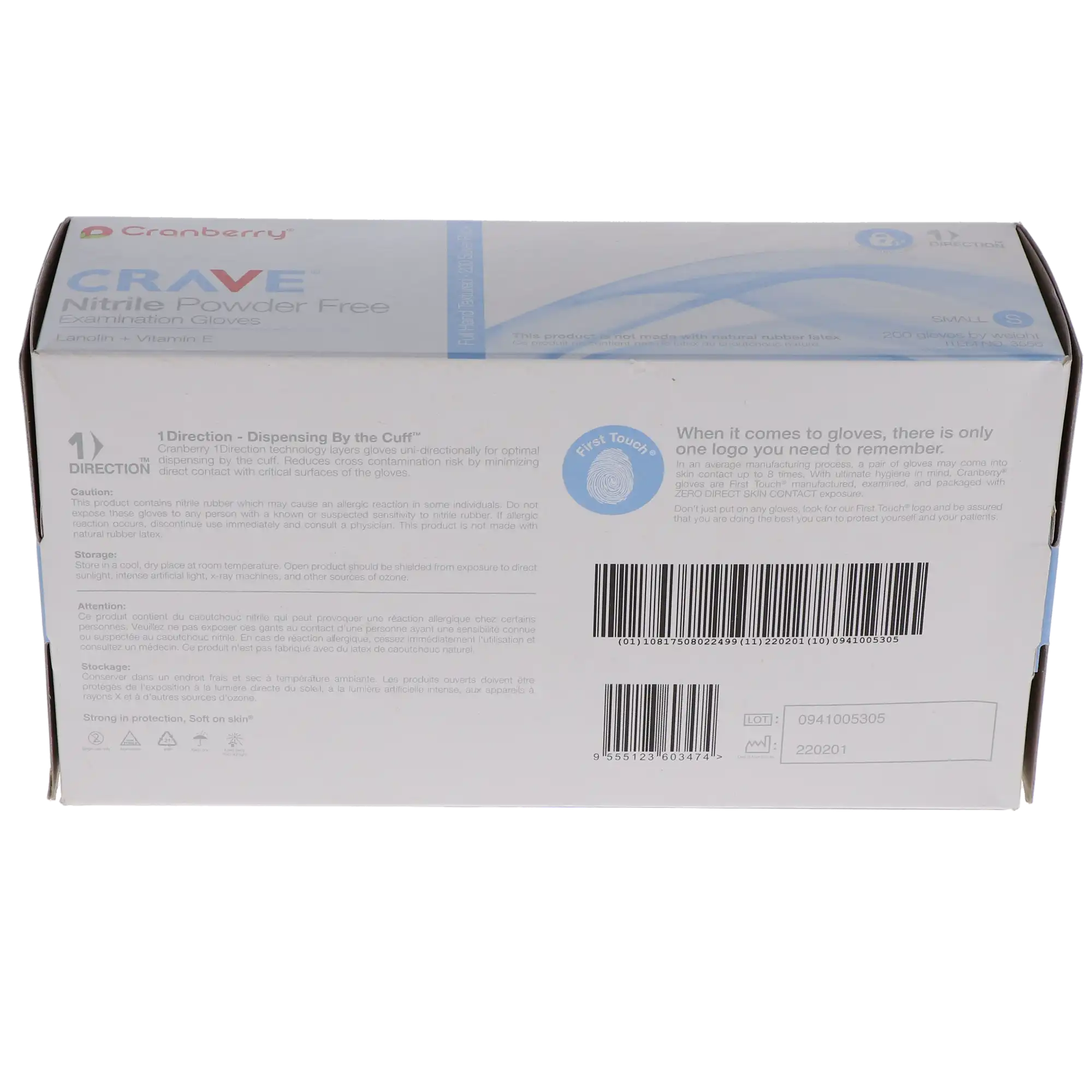 Crave Nitrile Examination Gloves, Powder-Free, Small, Ice Blue, 200/Box, CR3556 thumbnail 10
