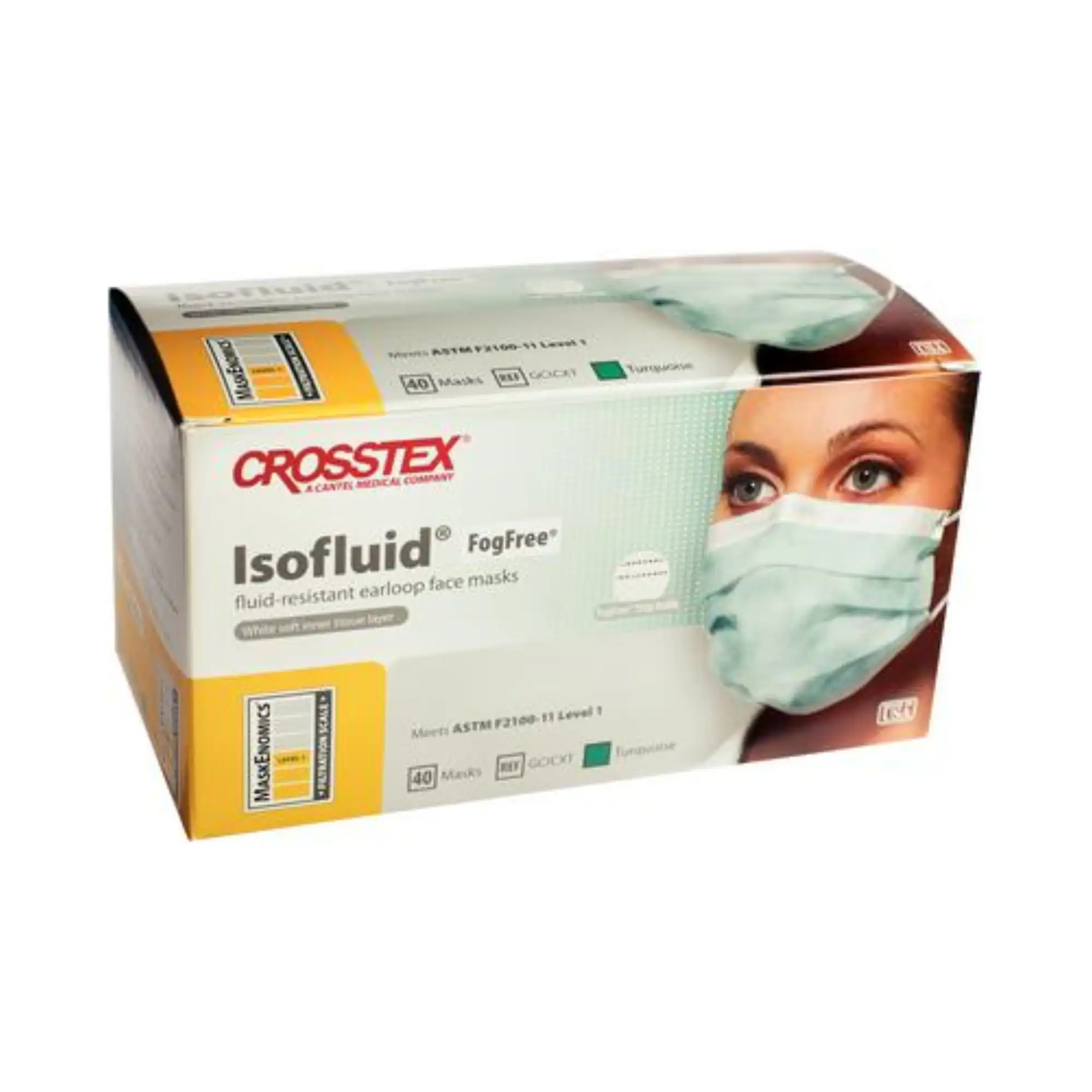 Isofluid FogFree Earloop Surgical Face Mask, ASTM Level 1, Anti-Fog, Turquoise, 40/Box, GCICXT thumbnail 11