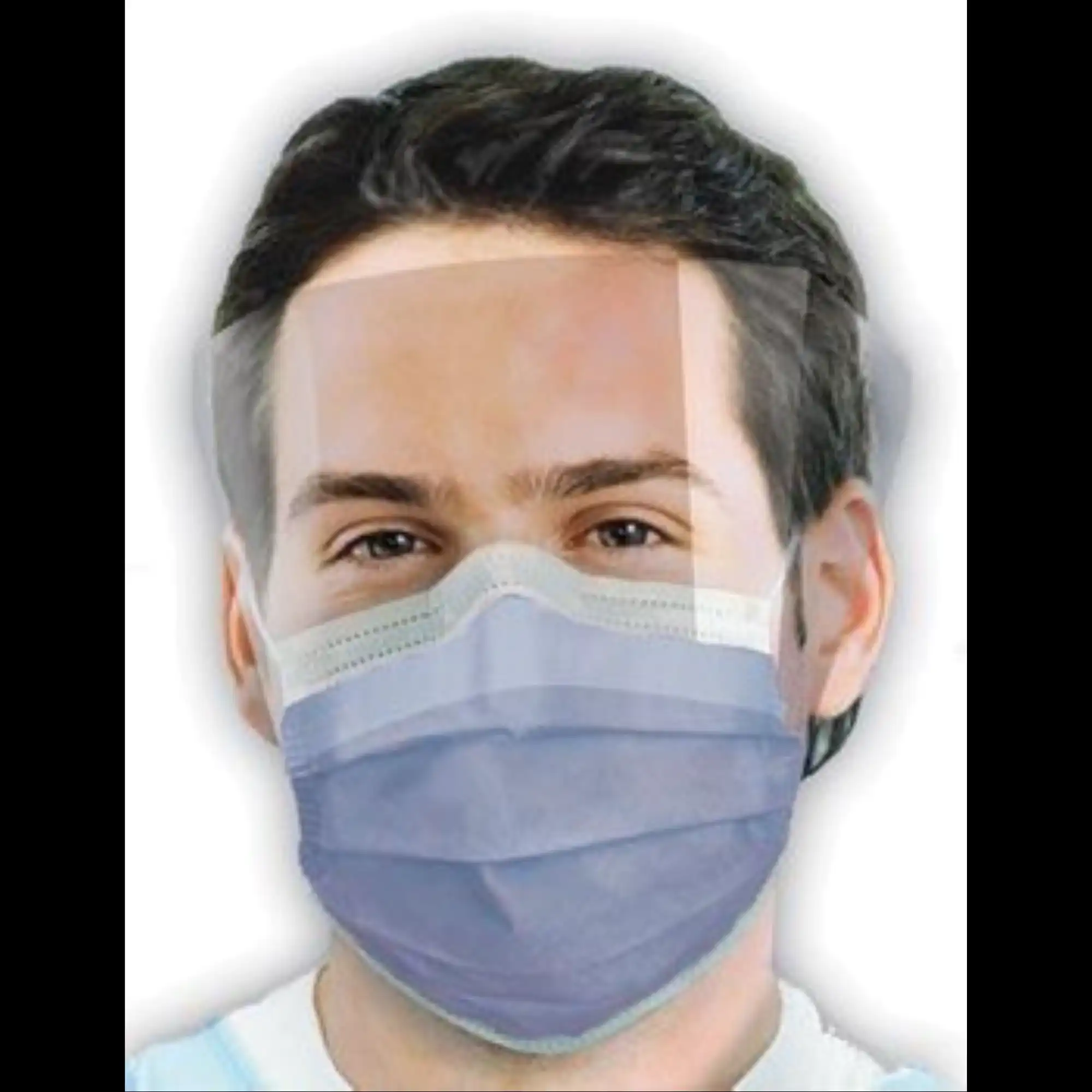 Isofluid FogFree Earloop Surgical Face Mask with Splash Visor, ASTM Level 1, Sapphire, 25/Box, GCIPWS thumbnail 6