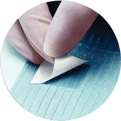 Sani-Tab® Chain-Free® Patient Towel/Bib, 3-Ply Tissue with 1-Ply Poly Backing, Blue, 13" x 19", 400/Case, WPXBLT thumbnail 2