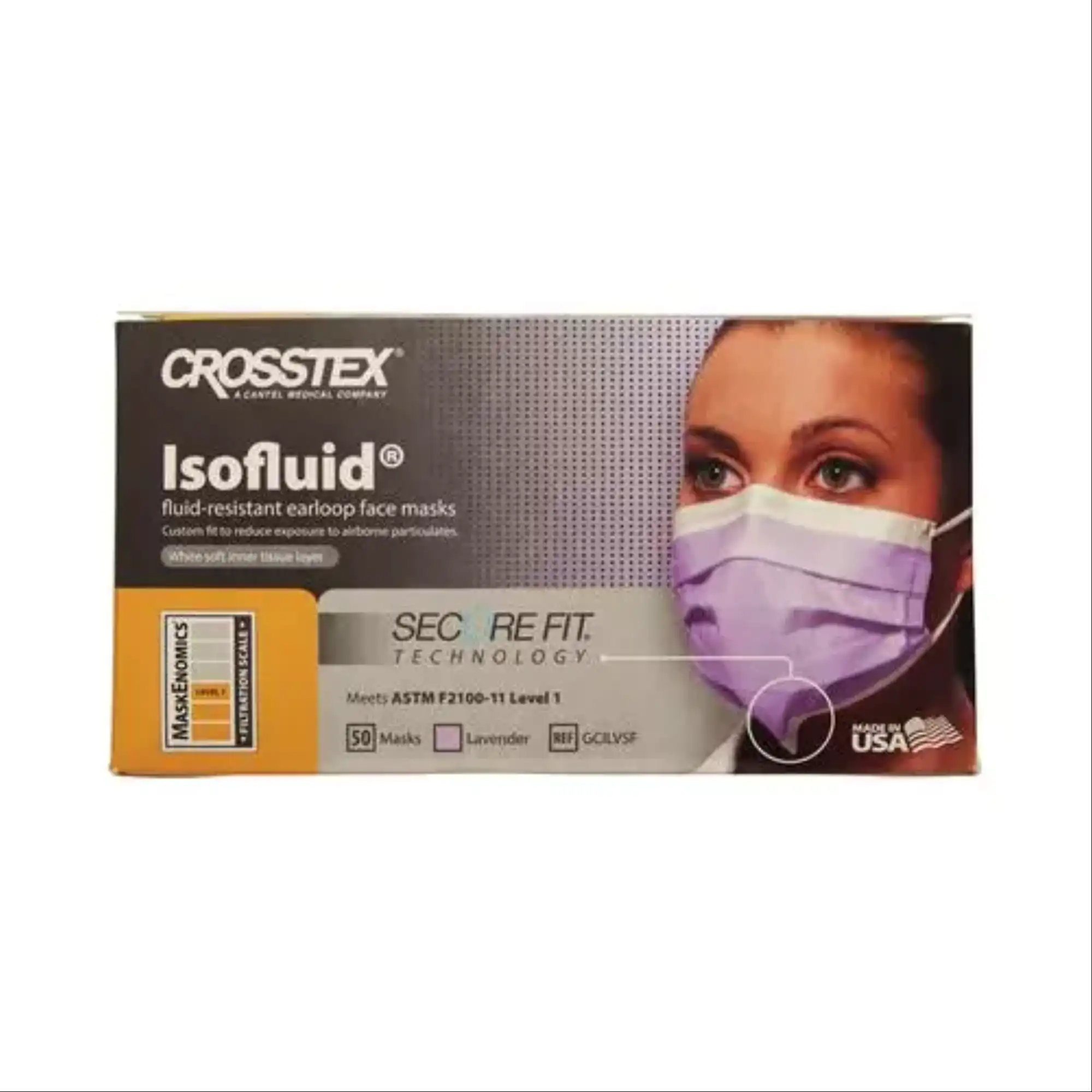 Isofluid SecureFit Earloop Surgical Face Mask, ASTM Level 1, Lavender, One Size Fits Most, 50/Box, GCILVSF thumbnail 11