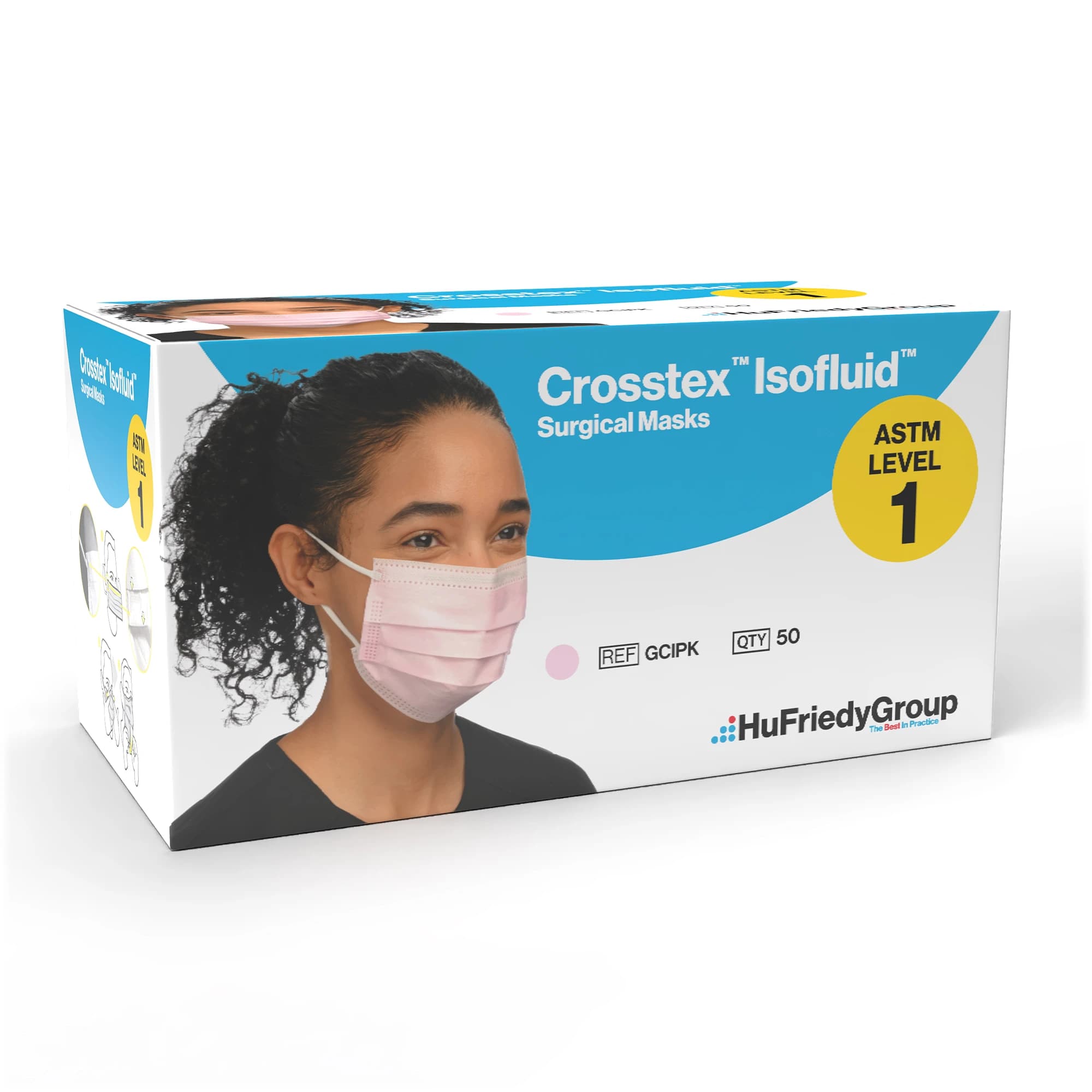 Isofluid SecureFit Earloop Face Mask, ASTM Level 1, Pink, 50/Box, GCIPKSF thumbnail 10